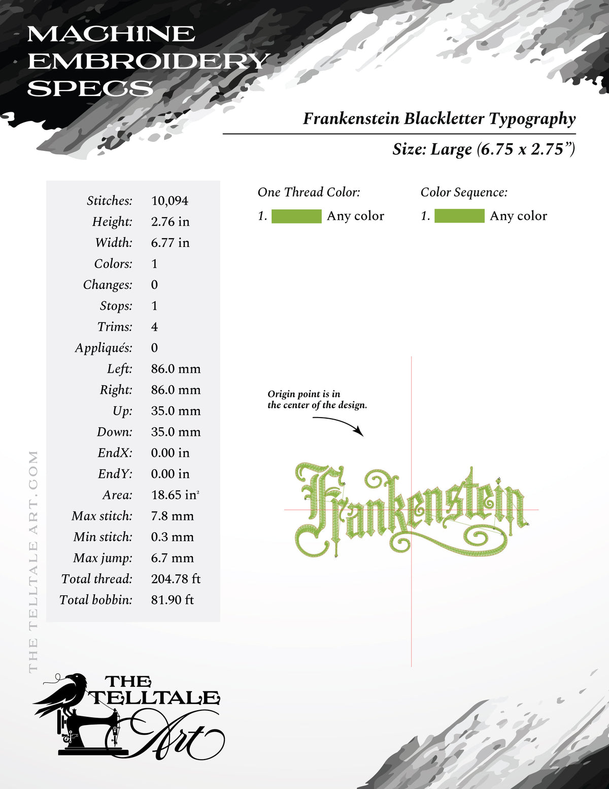 Frankenstein – Vintage Blackletter Typography – Four Sizes 5 to 8 Inches