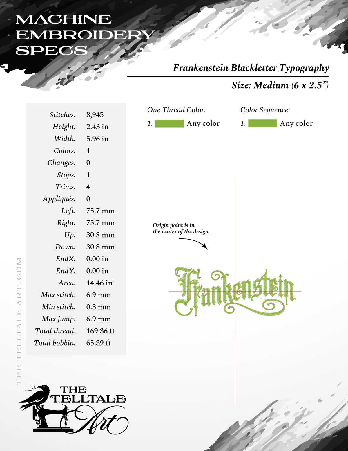 Frankenstein – Vintage Blackletter Typography – Four Sizes 5 to 8 Inches