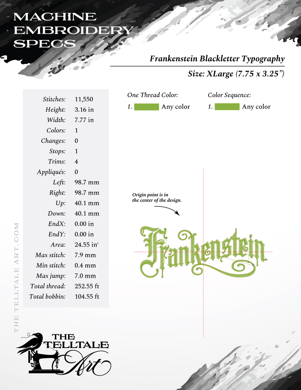 Frankenstein – Vintage Blackletter Typography – Four Sizes 5 to 8 Inches