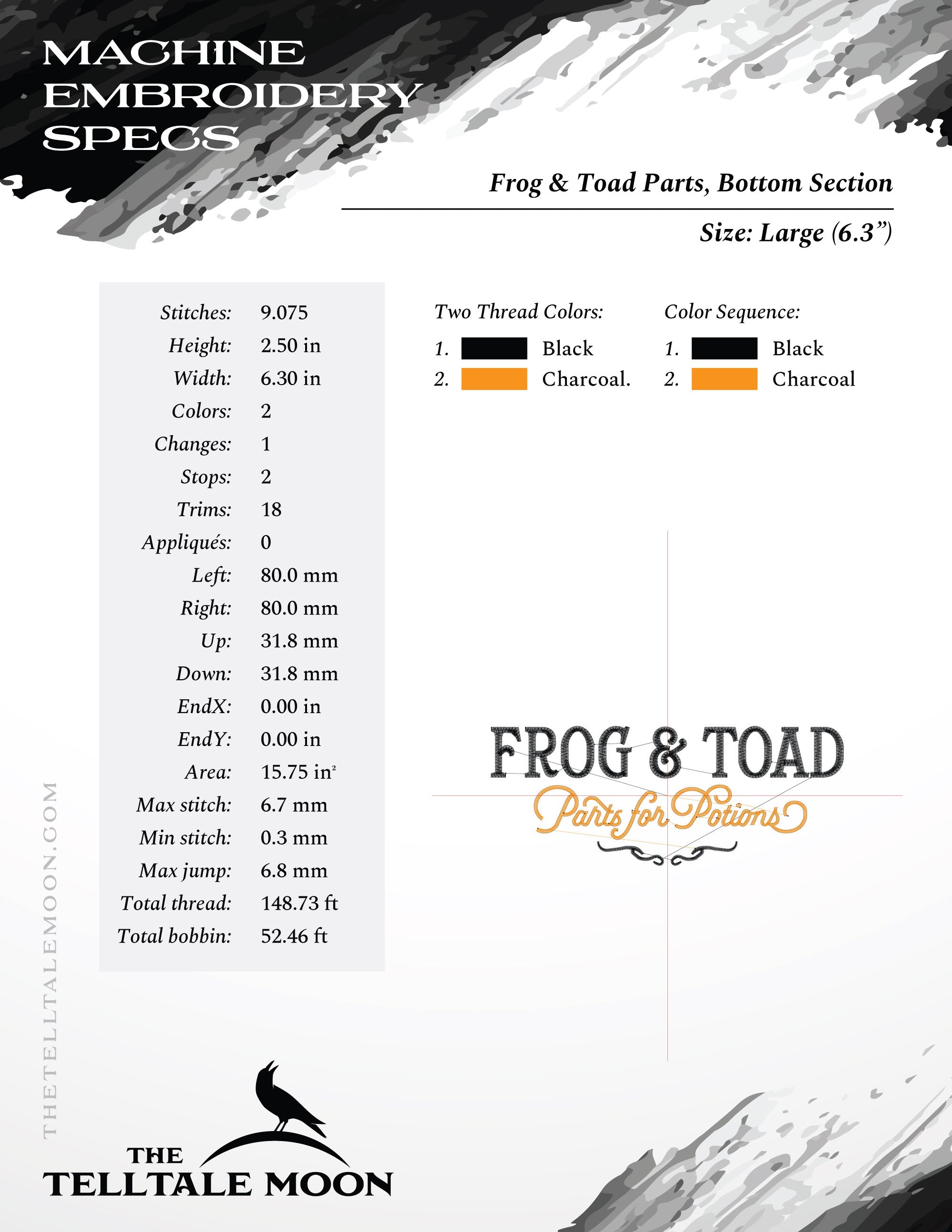 Embroidery Files: Frog & Toad Parts for Potions (Several Variations Between 6 and 10 Inches)
