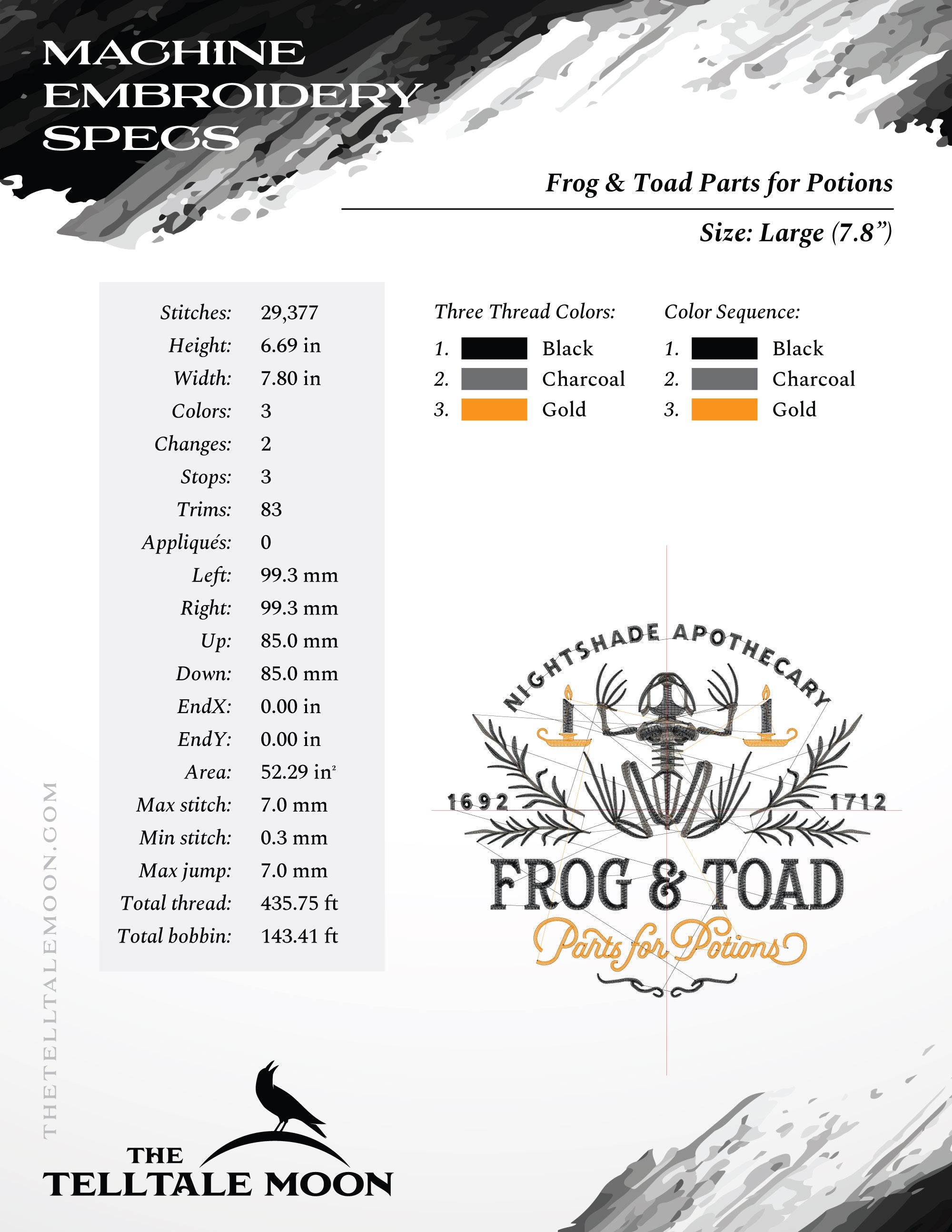 Embroidery Files: Frog & Toad Parts for Potions (Several Variations Between 6 and 10 Inches)