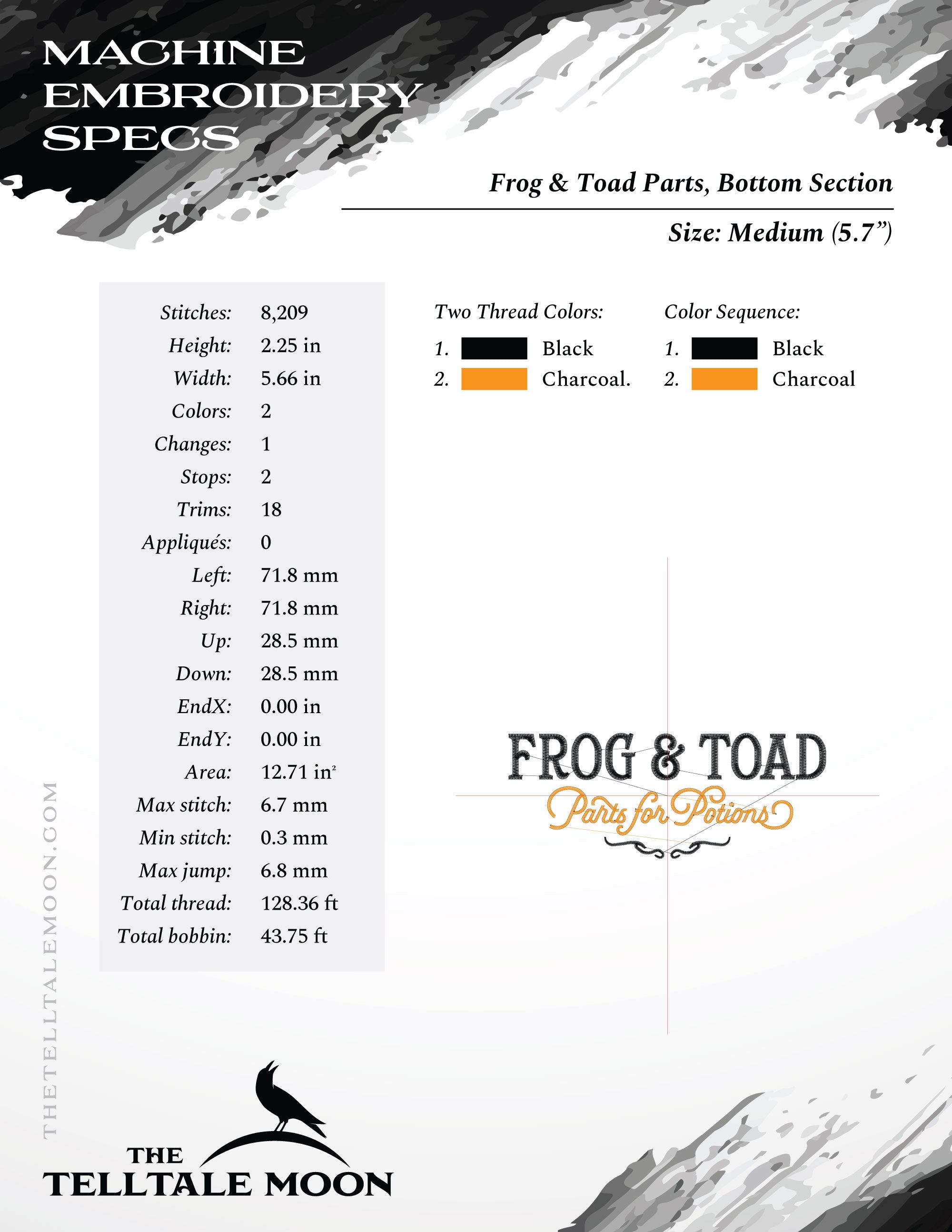 Embroidery Files: Frog & Toad Parts for Potions (Several Variations Between 6 and 10 Inches)