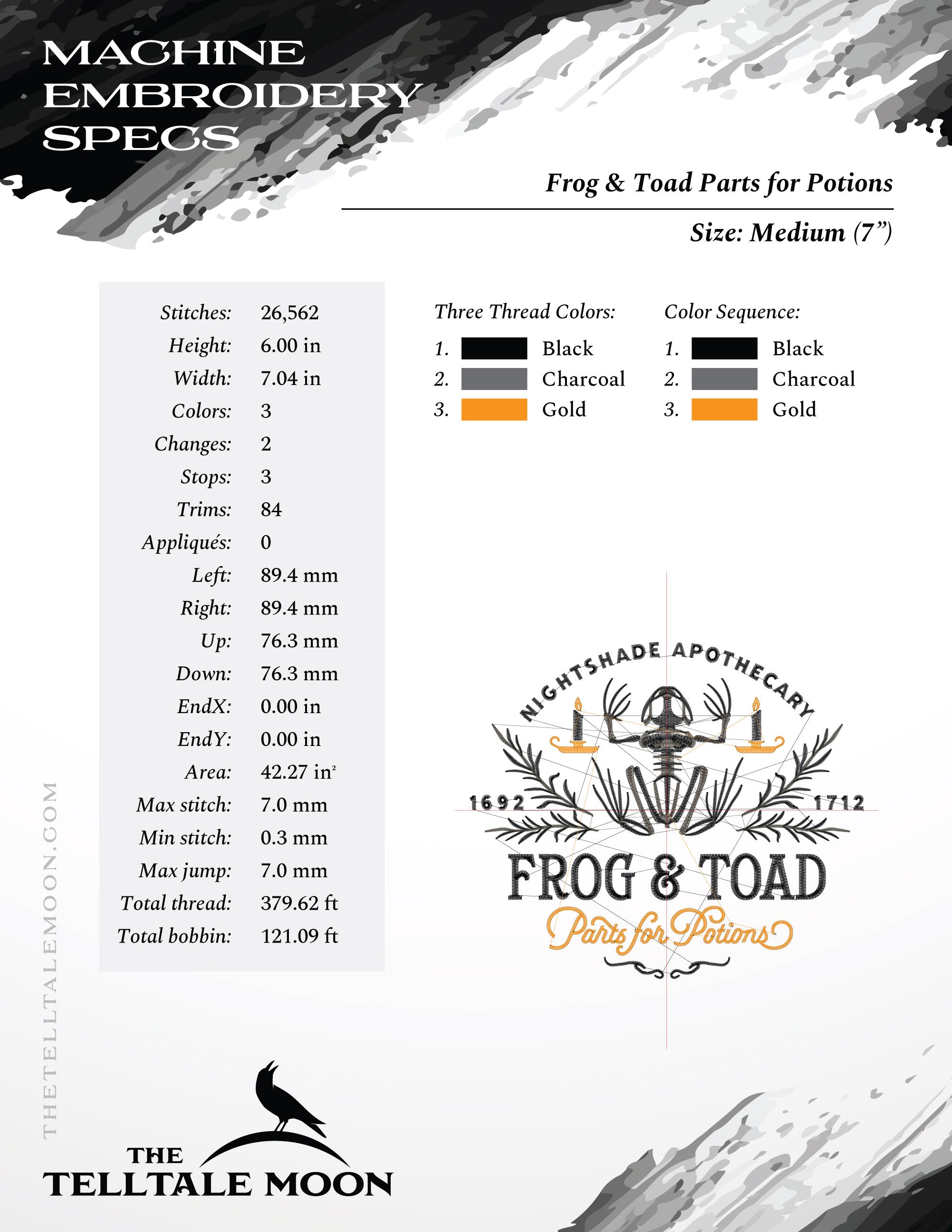 Embroidery Files: Frog & Toad Parts for Potions (Several Variations Between 6 and 10 Inches)