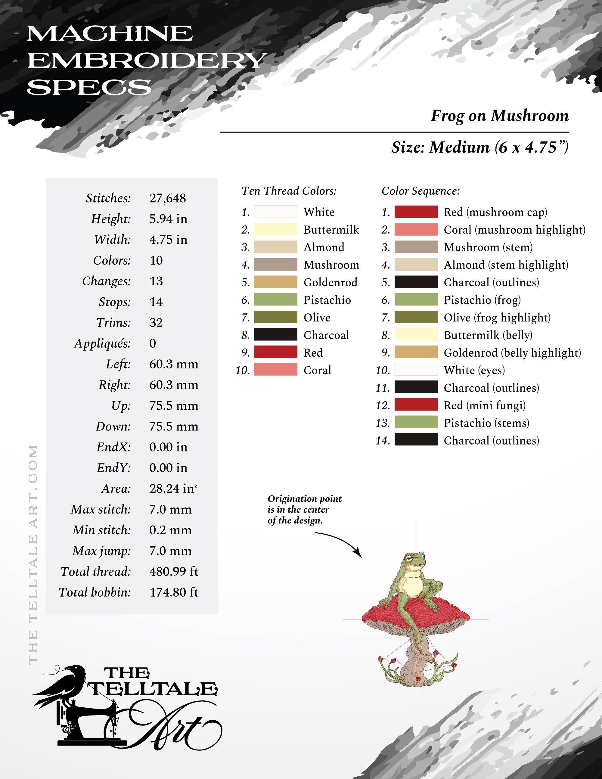 Relaxed Frog on Mushroom – Illustrated Nature Whimsy – Five Sizes 5 to 9 Inches