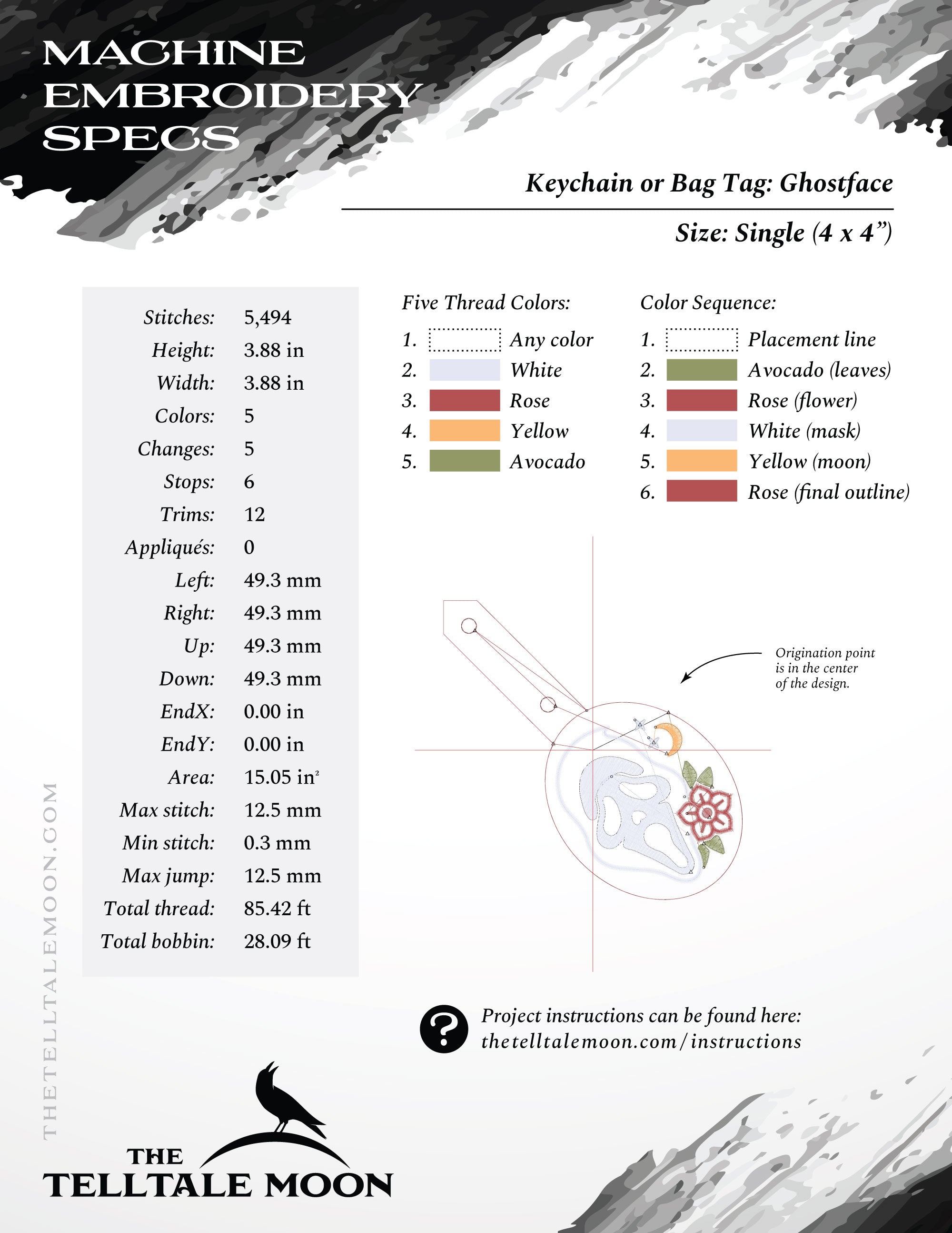 Embroidery: Ghostly Tattoo-style Set - Icon, Keychain, and Coffee Sleeve