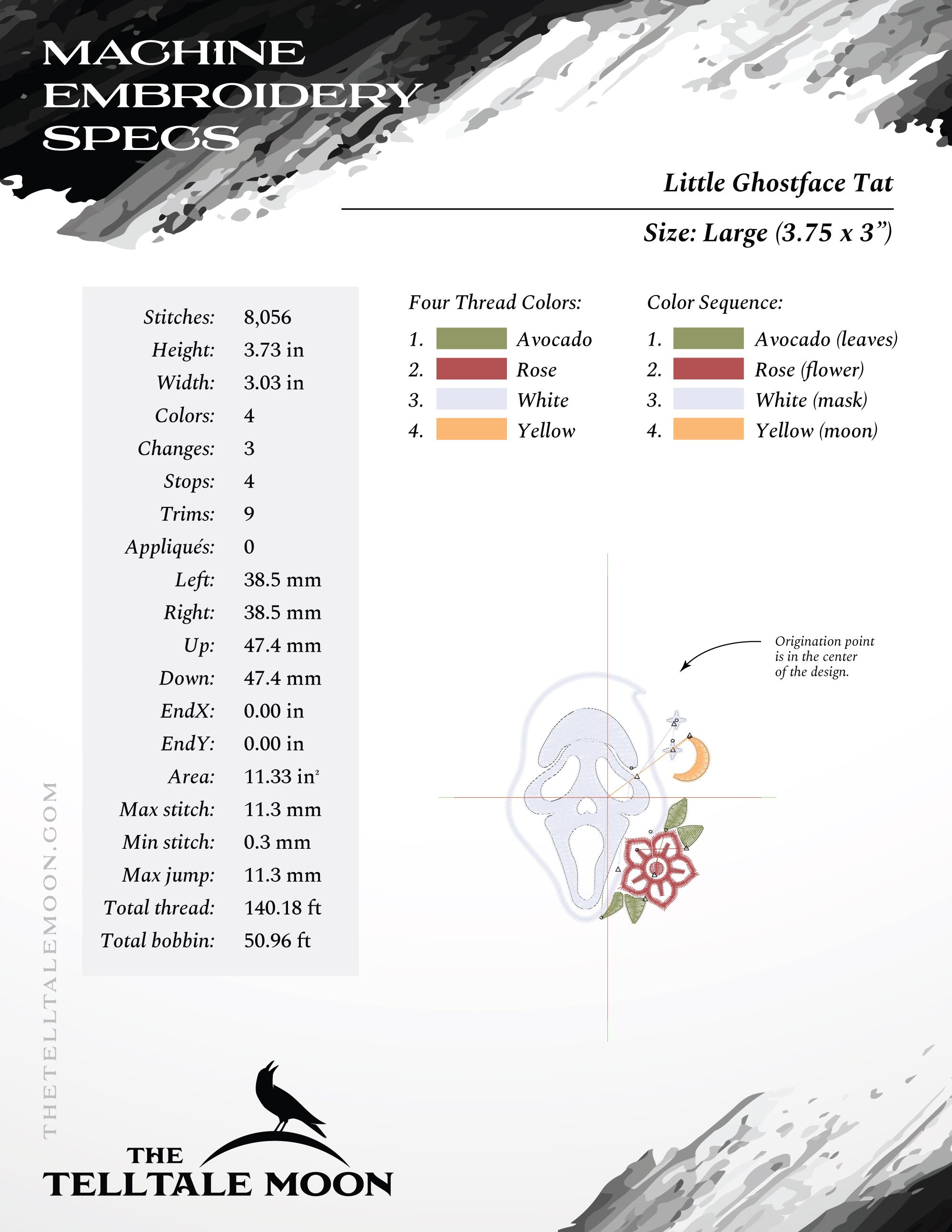 Embroidery: Ghostly Tattoo-style Set - Icon, Keychain, and Coffee Sleeve