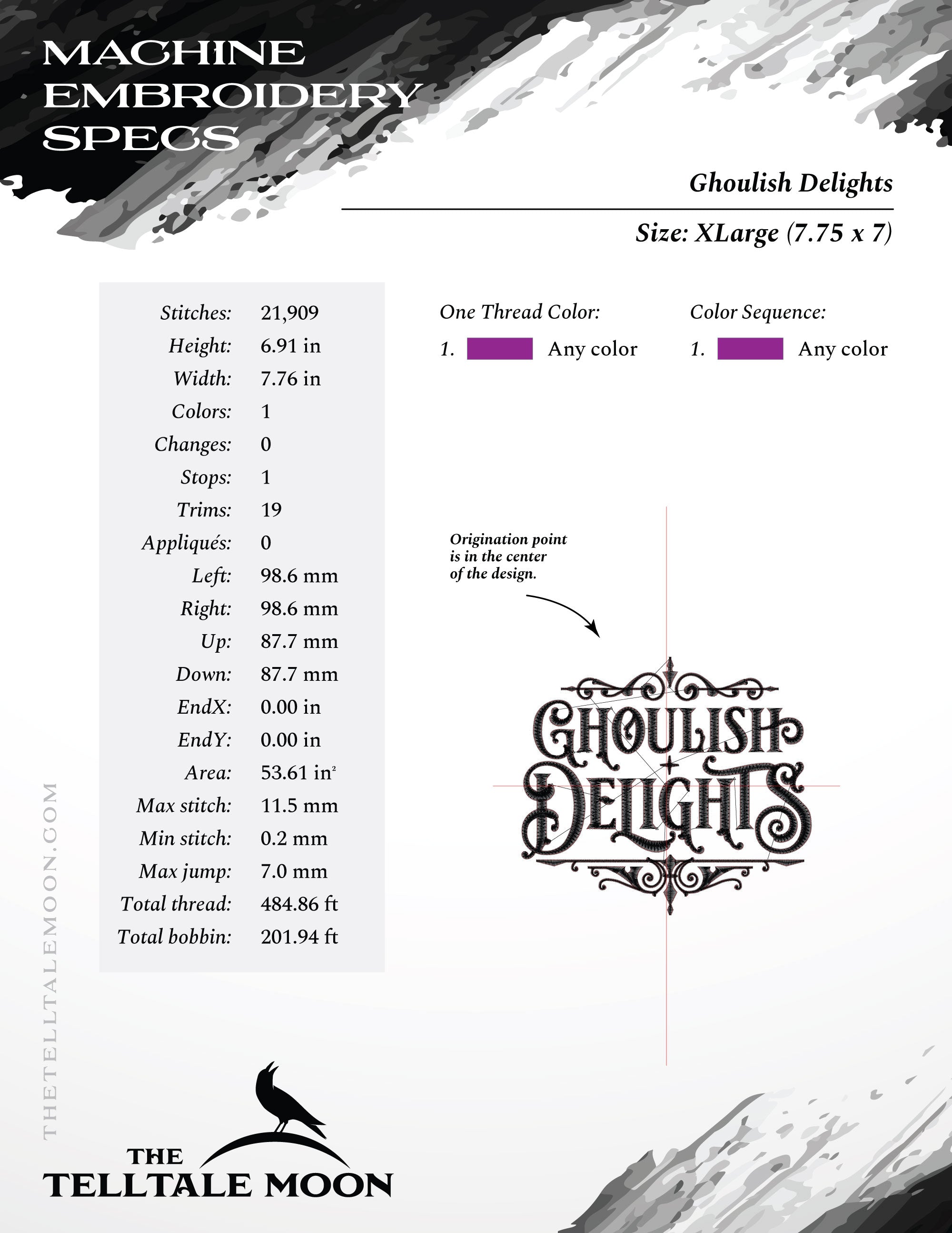 Embroidery: "Ghoulish Delights" Set of Typography Inspired by Haunted Mansion