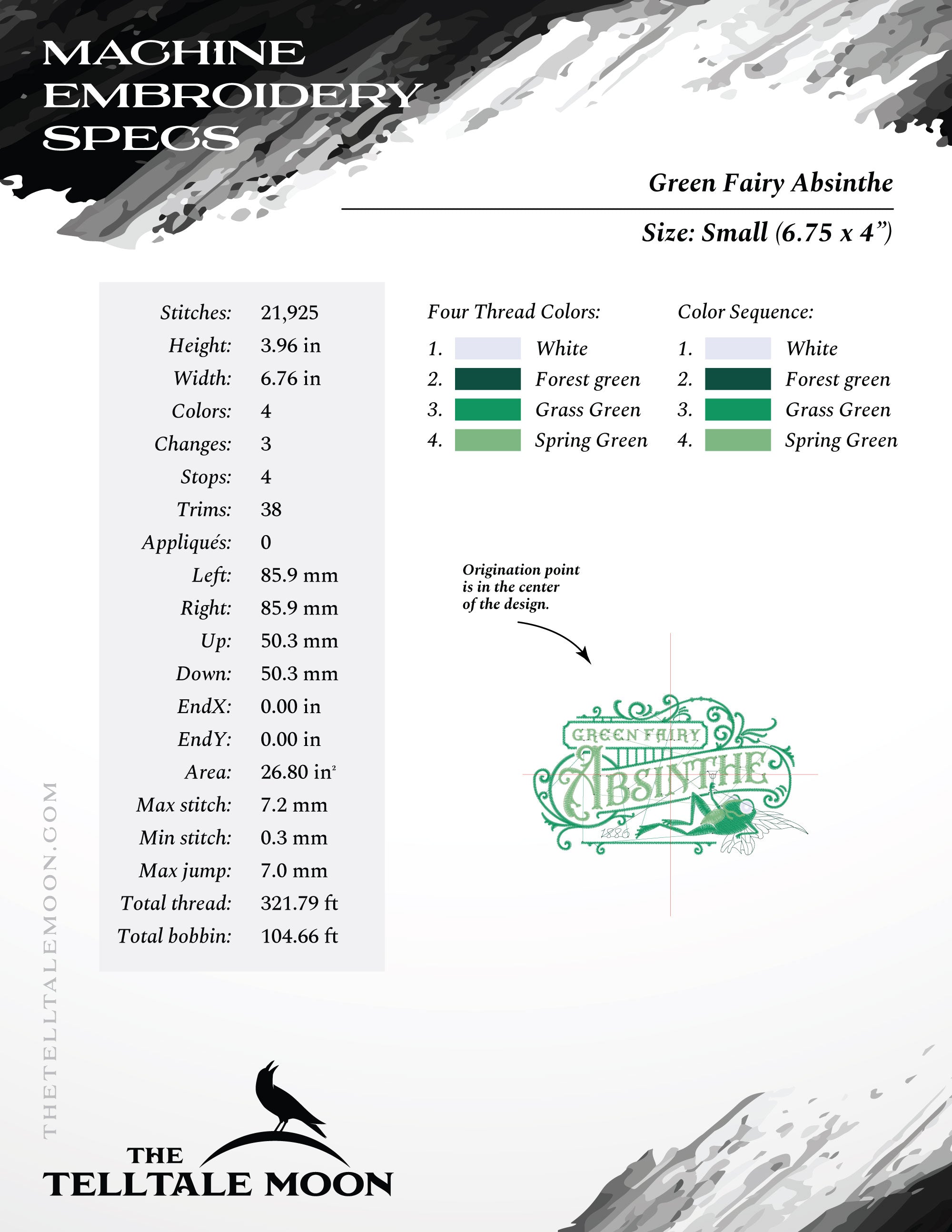 Embroidery: "Green Fairy Absinthe" Vintage Humor - Several Sizes 6 Inches Wide and Larger