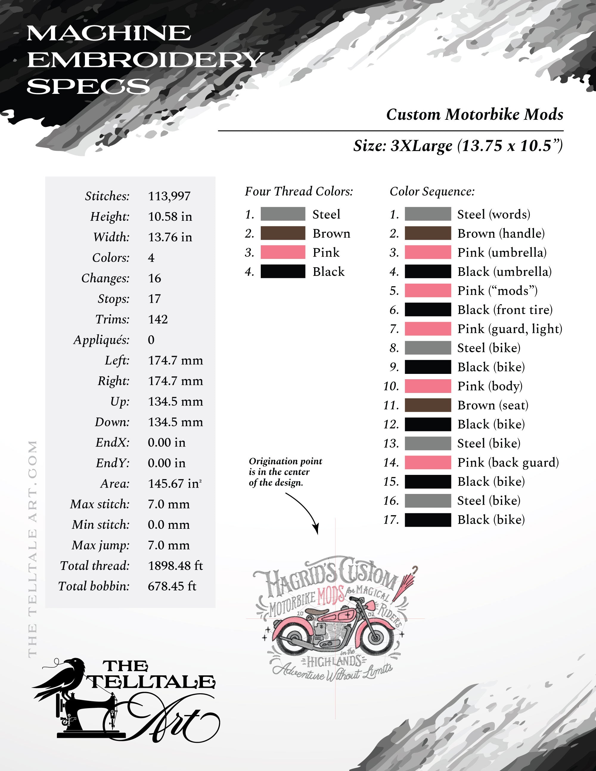 Highland Motorbike Mods – Large Jacket Back – Seven Sizes 8 to 15 Inches