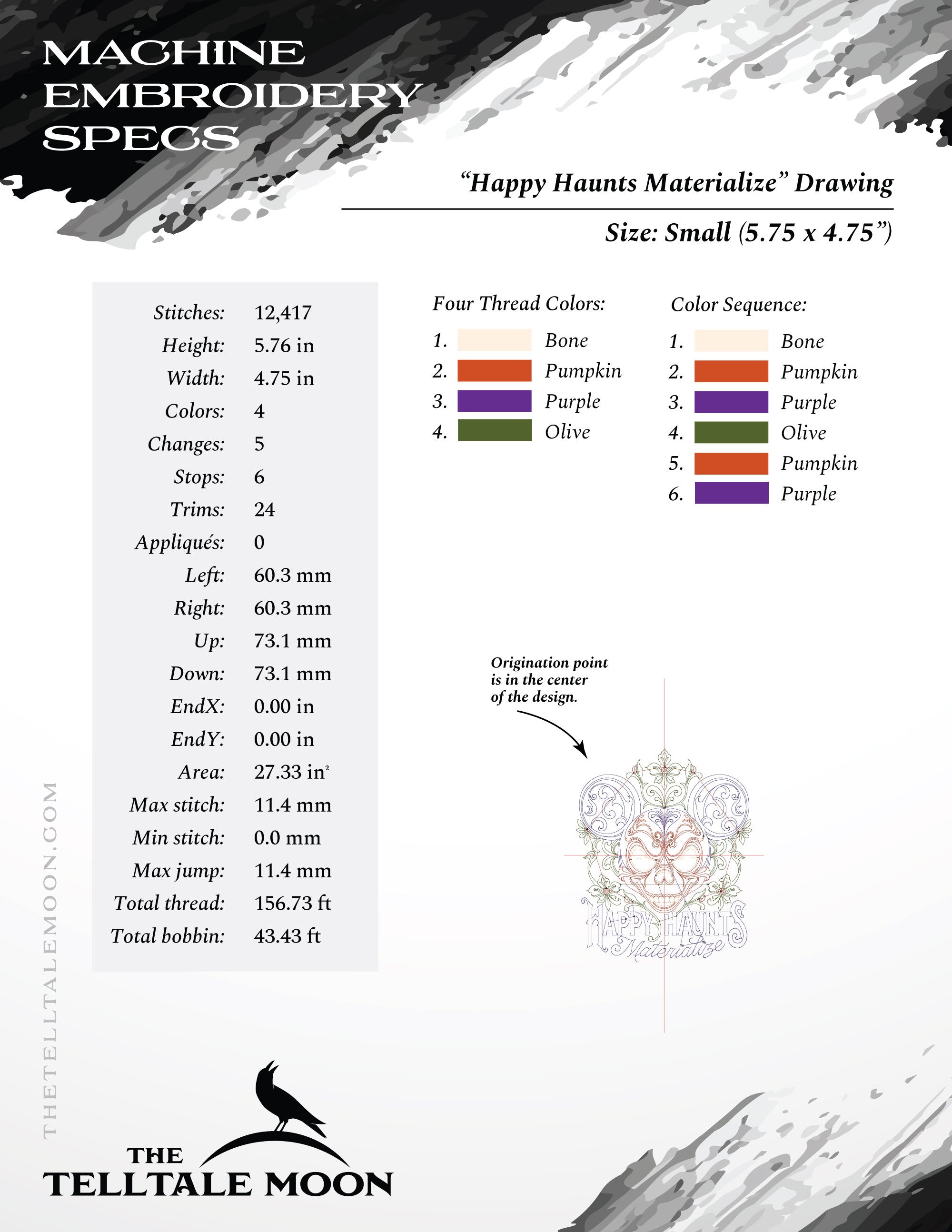 Embroidery: "Happy Haunts Materialize" - Three Versions - Several Sizes 4 Inches and Larger