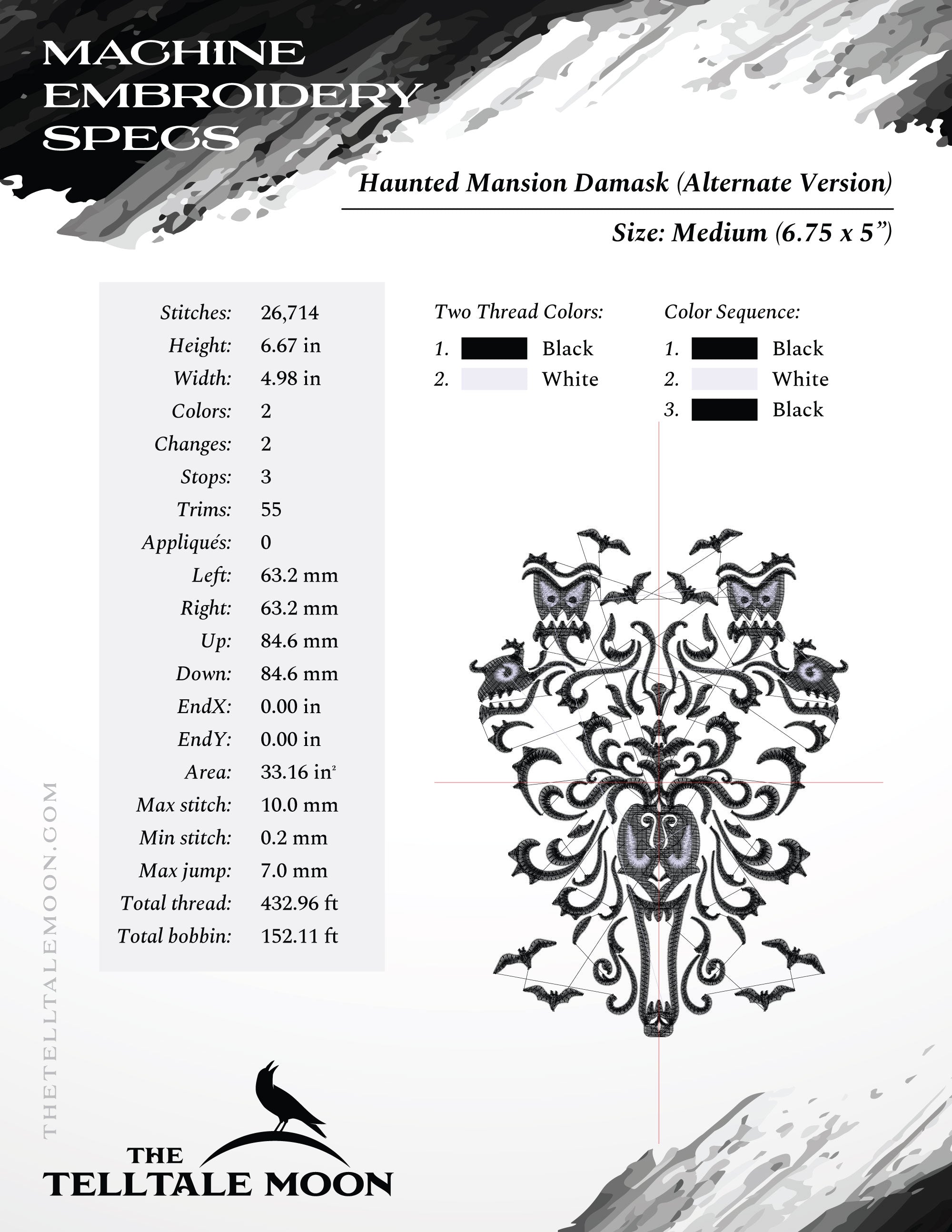 Gothic Haunted Damask Pattern Set – Tall, Short, Split & Pocket Versions