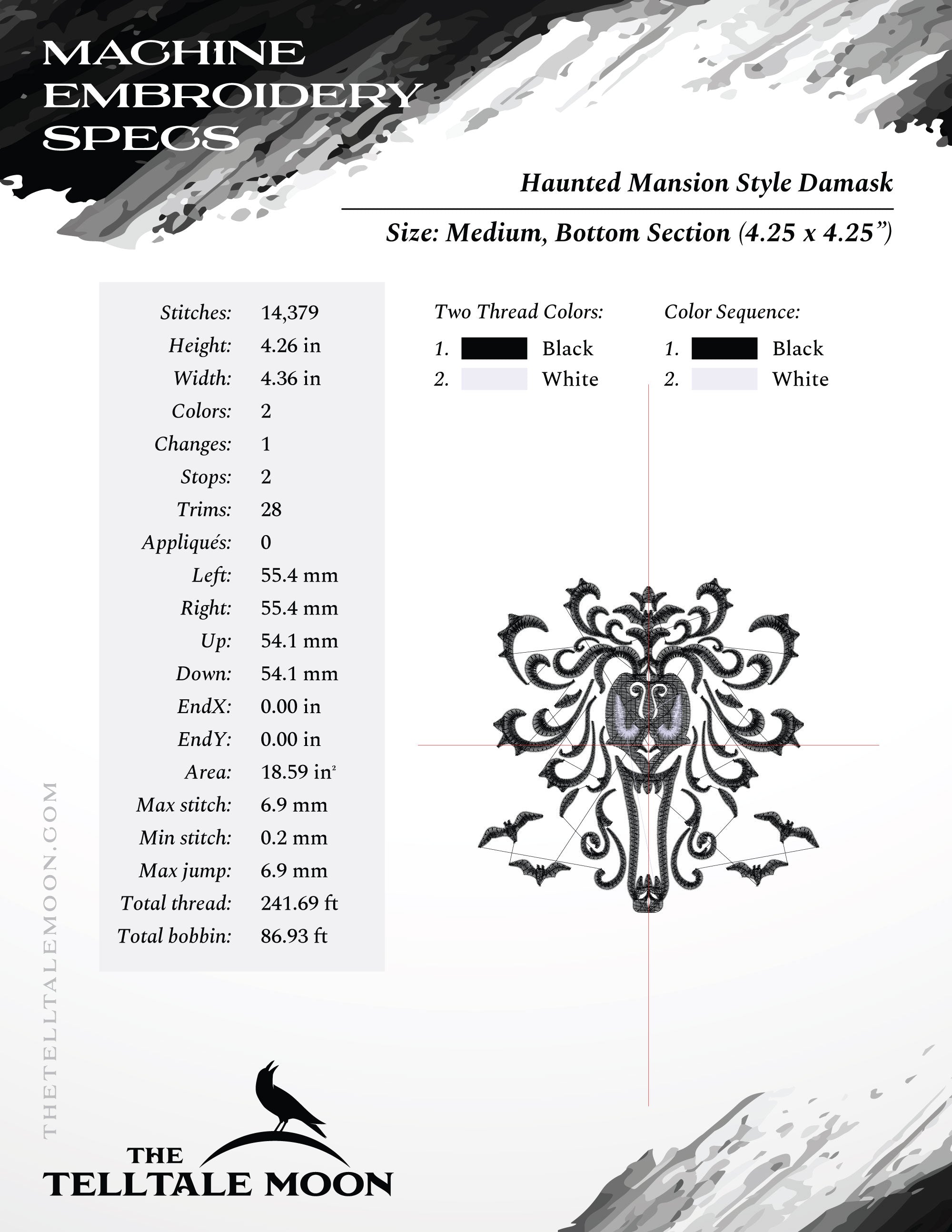 Gothic Haunted Damask Pattern Set – Tall, Short, Split & Pocket Versions