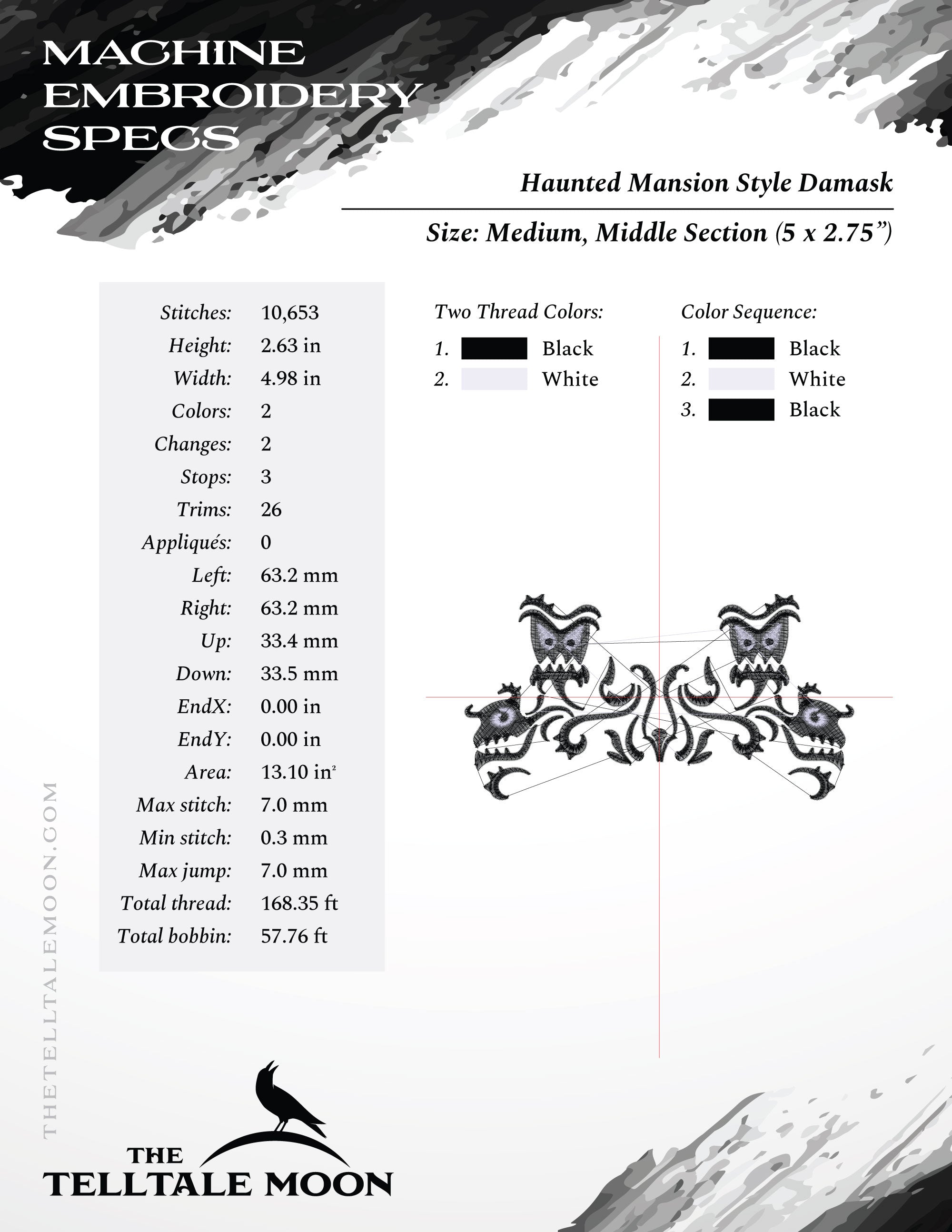 Gothic Haunted Damask Pattern Set – Tall, Short, Split & Pocket Versions