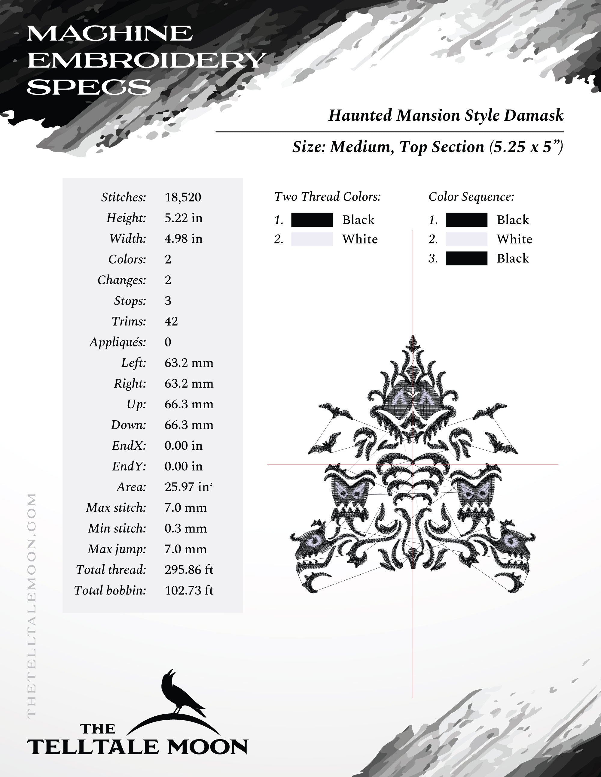 Gothic Haunted Damask Pattern Set – Tall, Short, Split & Pocket Versions