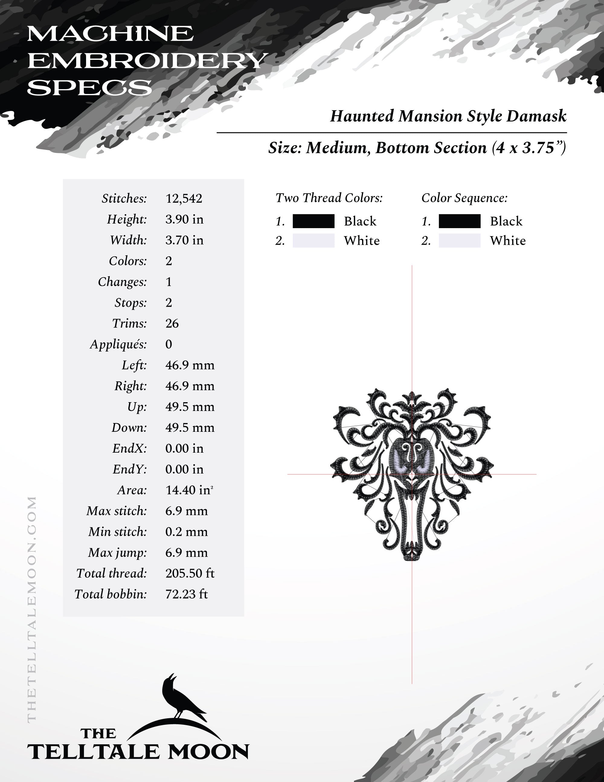 Gothic Haunted Damask Pattern Set – Tall, Short, Split & Pocket Versions