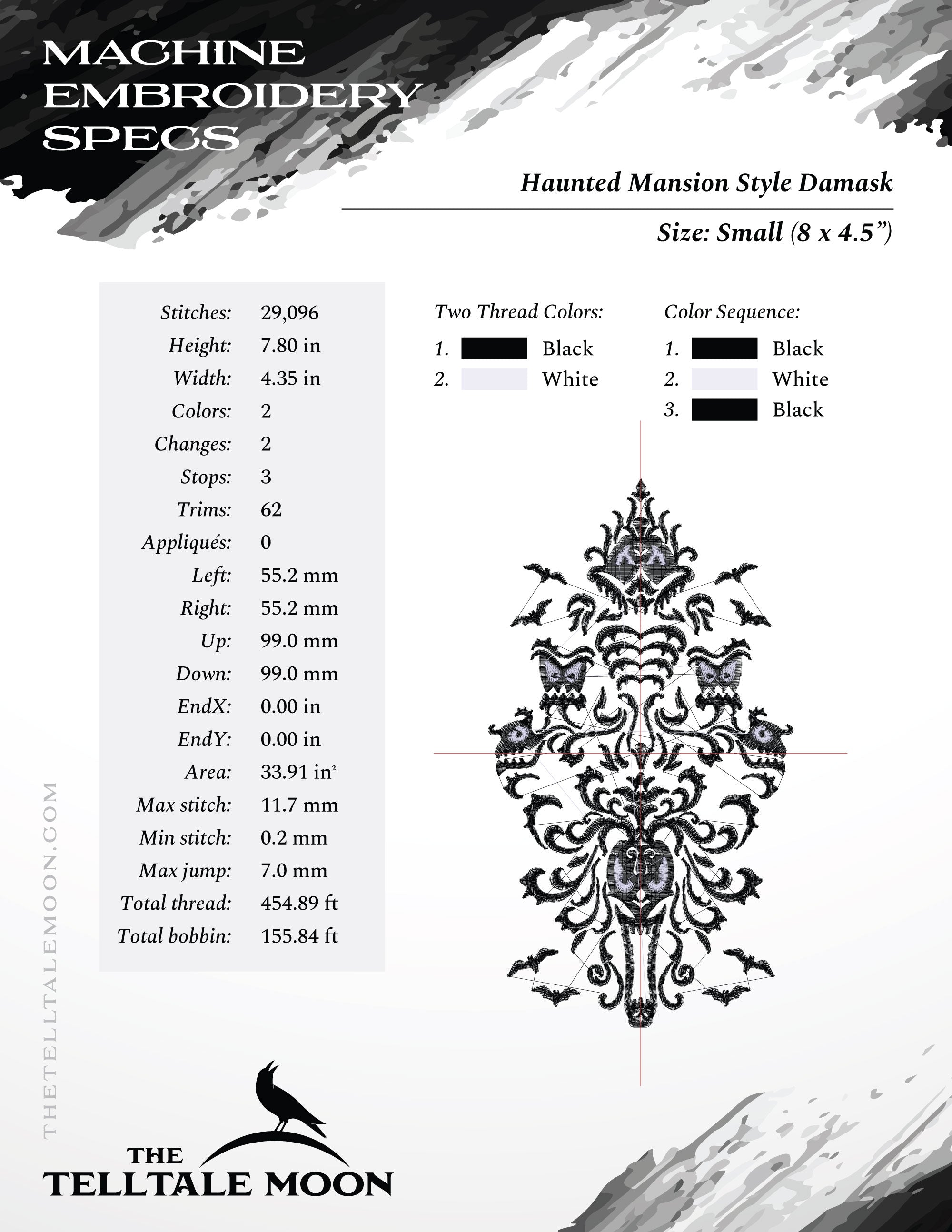 Gothic Haunted Damask Pattern Set – Tall, Short, Split & Pocket Versions