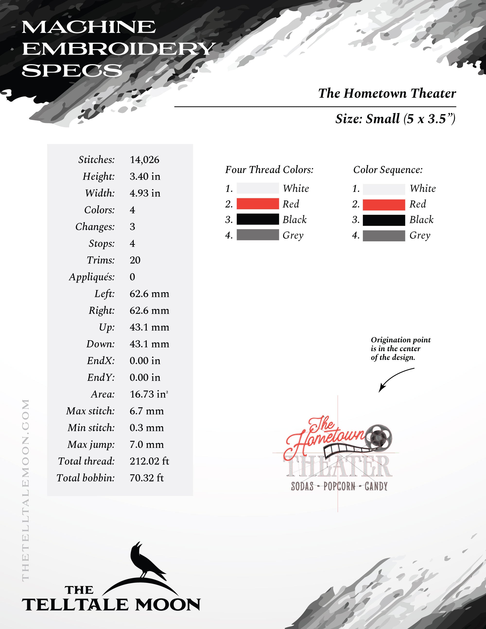 Embroidery Files: "The Hometown Theater" Retro Sign - Six Sizes 5 to 10 Inches Wide