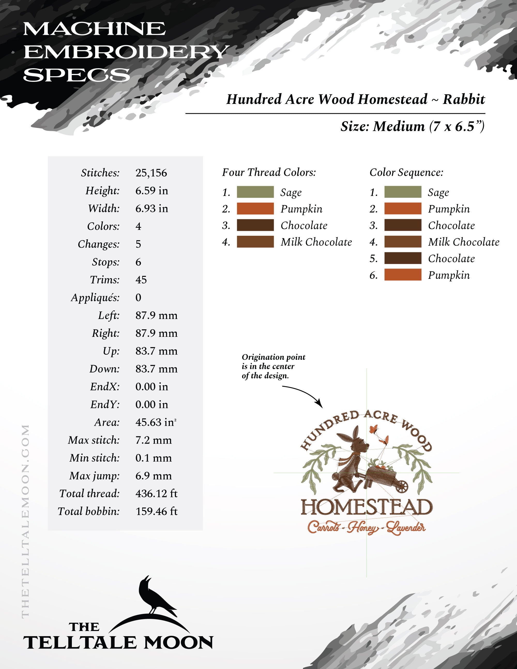 Embroidery: "Hundred Acre Homestead" (Rabbit Version) - Includes 6, 7, 8, 9, and 10 Inch Sizes