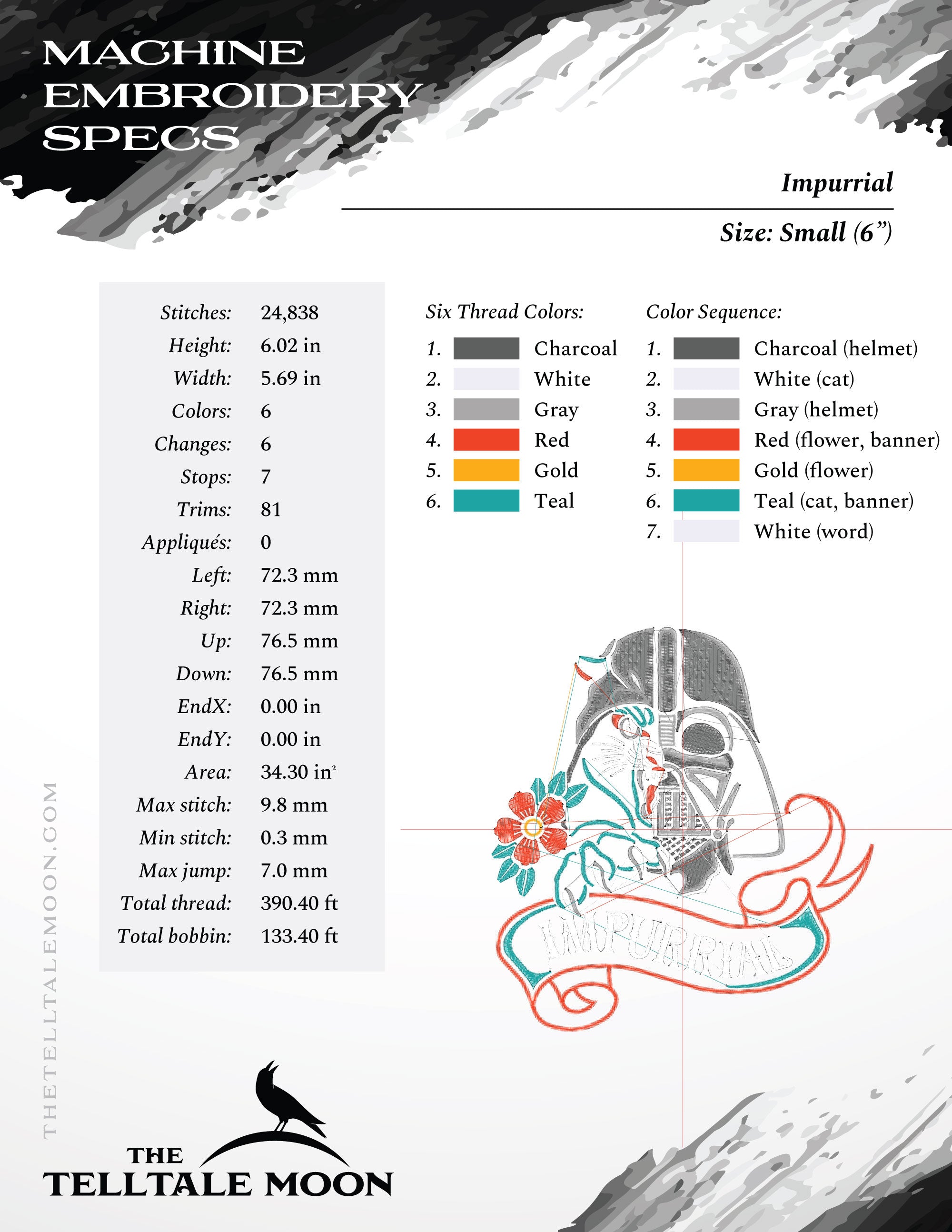 Embroidery: "Impurrial" Mashup Tattoo (5, 6, 7, and 8 Inch Versions)