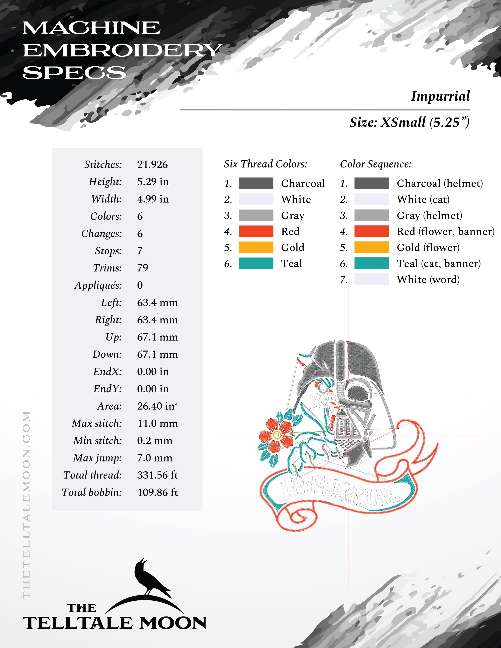 Embroidery: "Impurrial" Mashup Tattoo (5, 6, 7, and 8 Inch Versions)