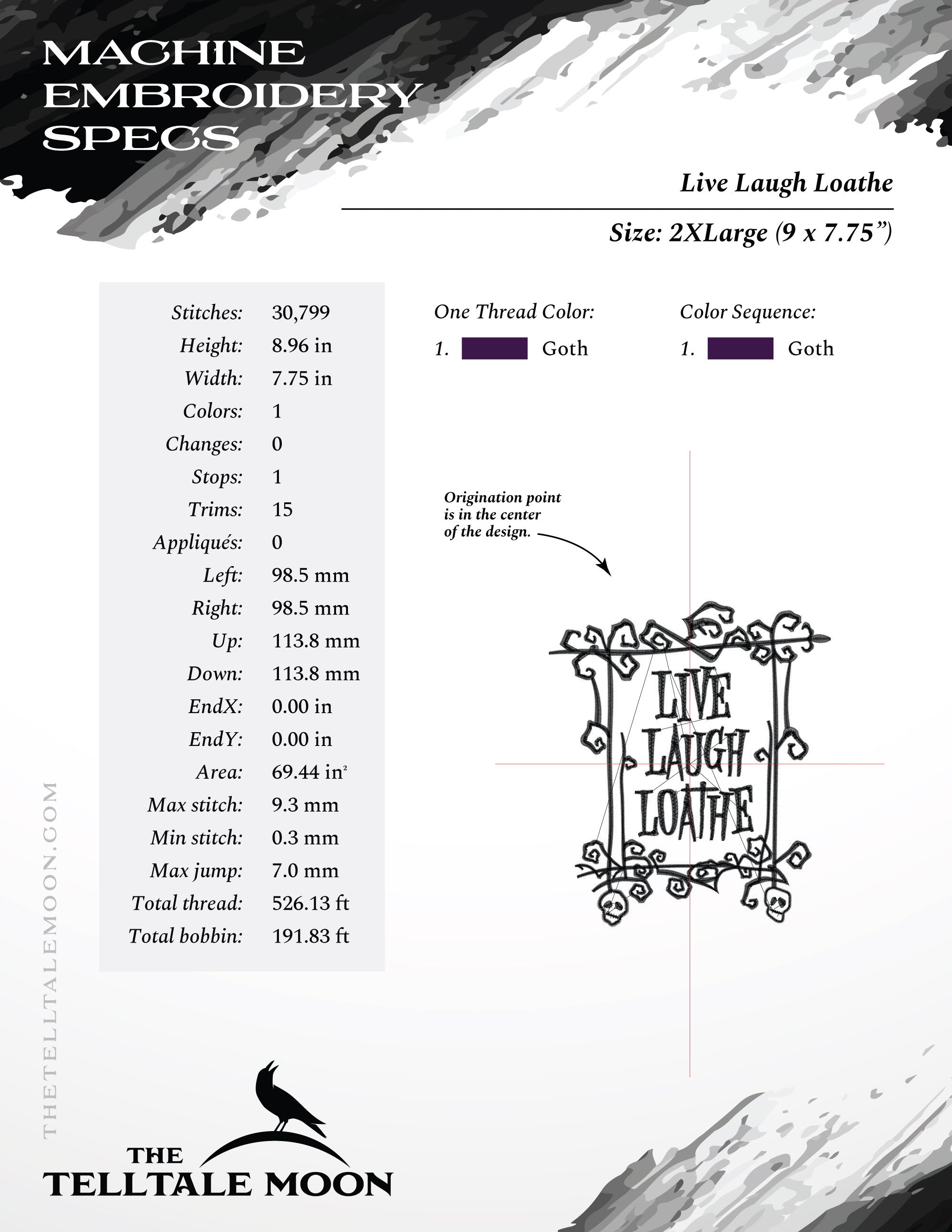 Embroidery: "Live Laugh Loathe" - Six Sizes About 5 to 12 Inches Tall