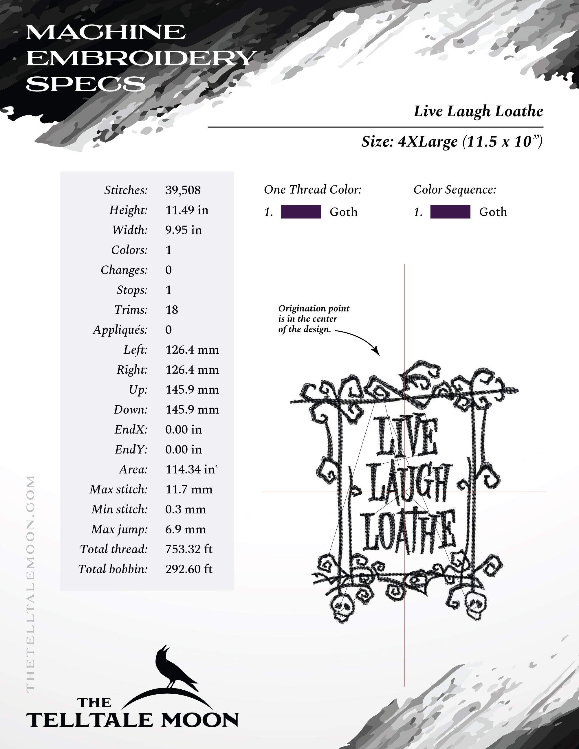 Embroidery: "Live Laugh Loathe" - Six Sizes About 5 to 12 Inches Tall
