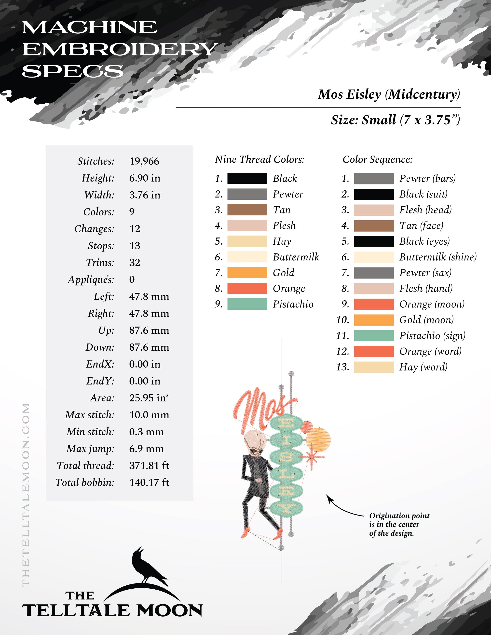 Embroidery: Space Cantina Midcentury Sign - Five Sizes 7 to 11 Inches Tall