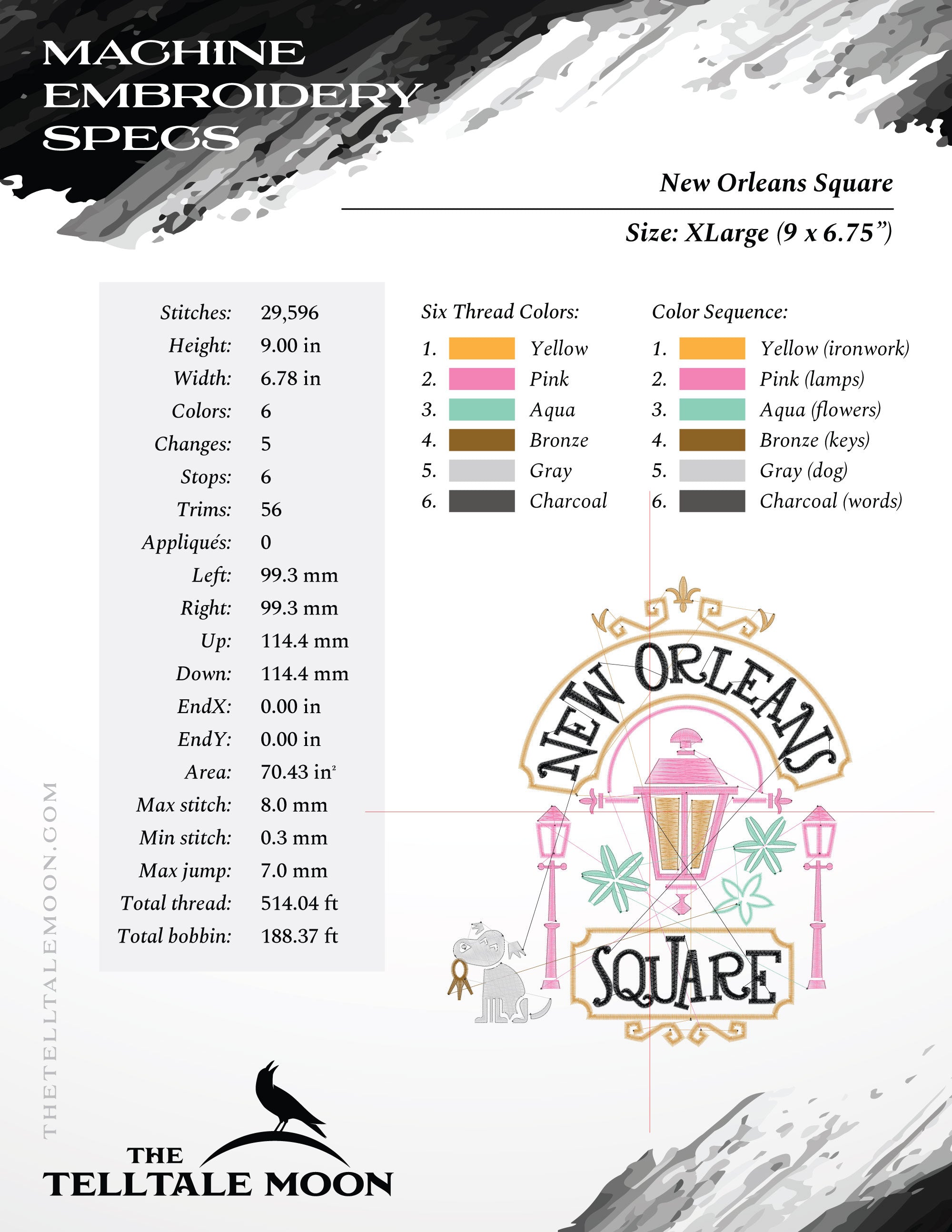 Embroidery: "New Orleans Square" Cute Design Inspired by Magic Kingdom & Pirates of Caribbean - Several Sizes and Formats