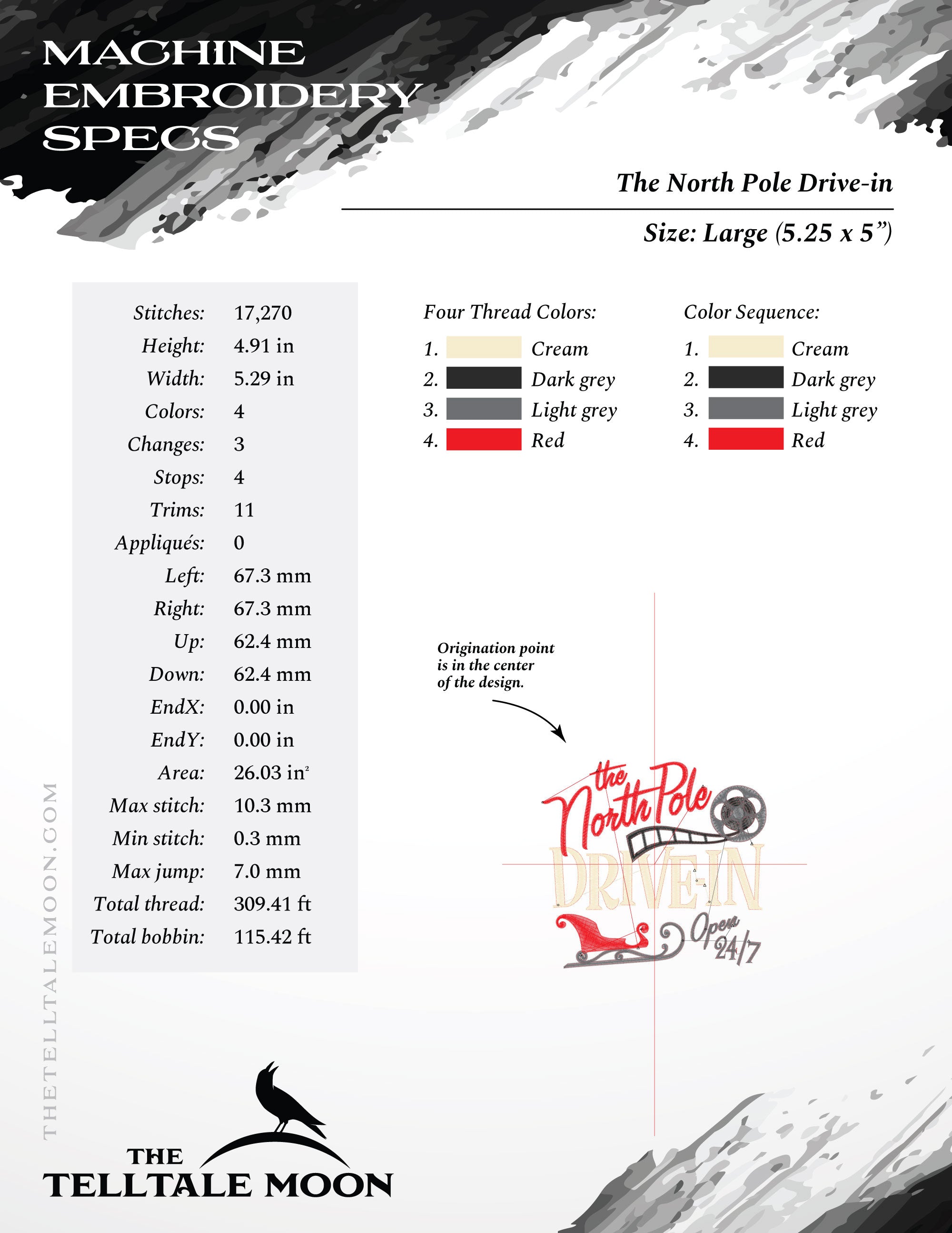 Embroidery: Retro North Pole Drive-in - Seven Sizes for 4x4 and Larger Hoops