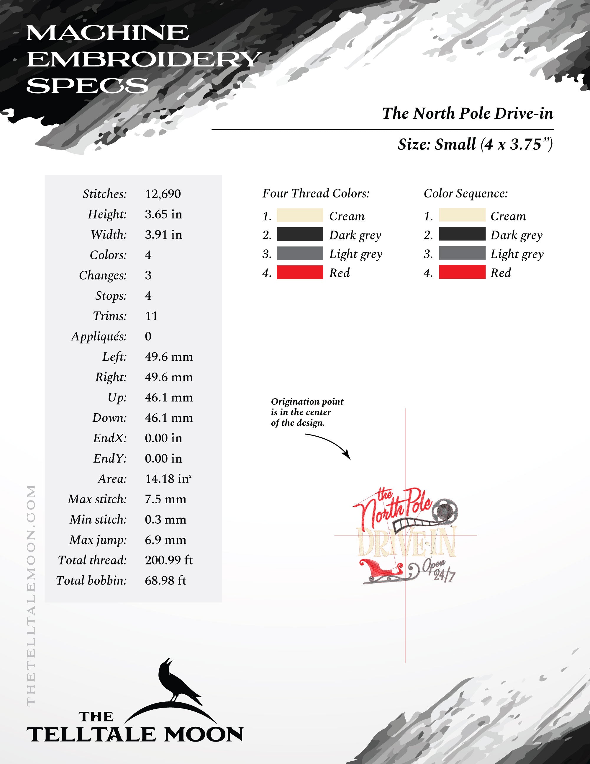 Embroidery: Retro North Pole Drive-in - Seven Sizes for 4x4 and Larger Hoops