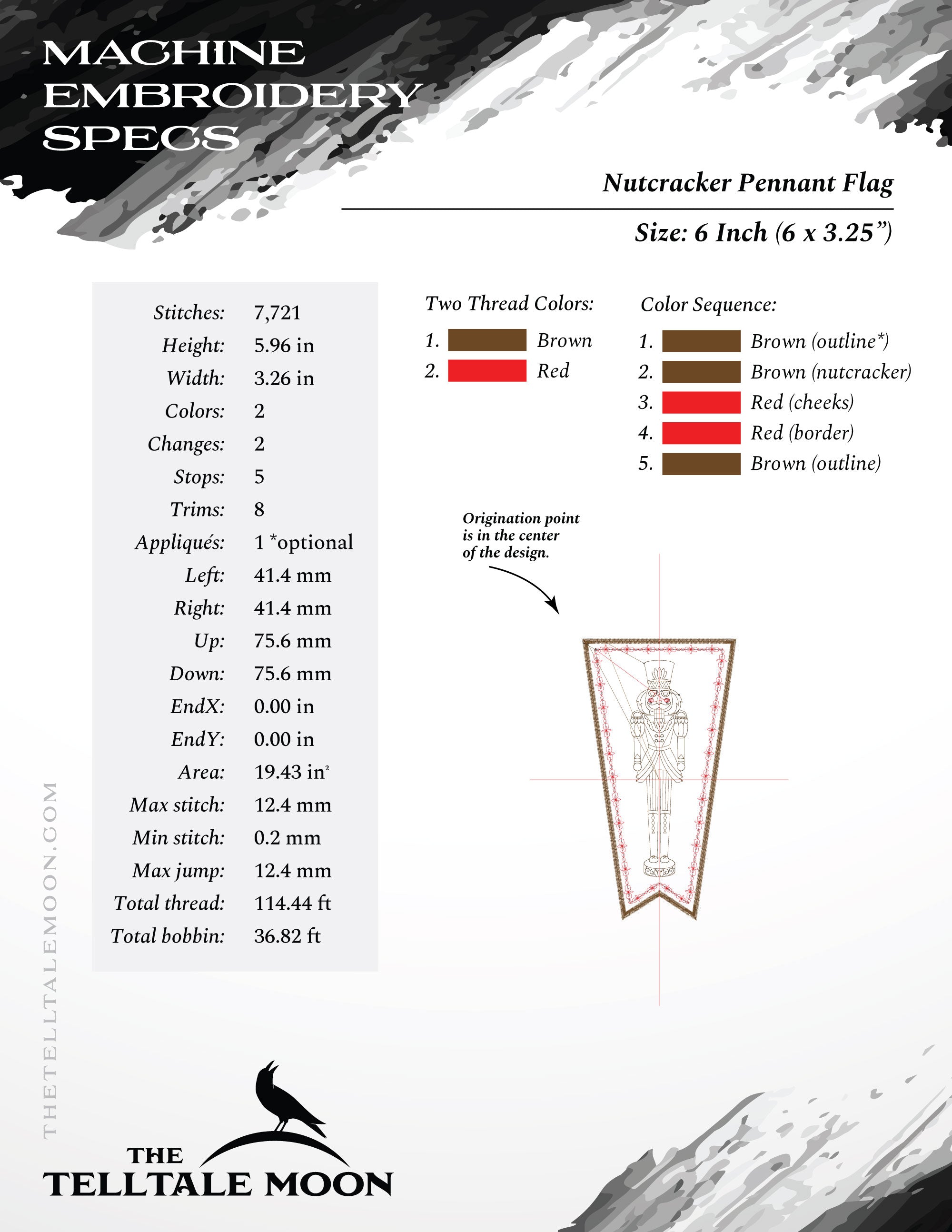 Embroidery Set: Drawings of Four Nutcrackers, PLUS Pennant and Tree Skirt Artwork for Classic Decorating - 6x6, 5x7, and Larger Hoops