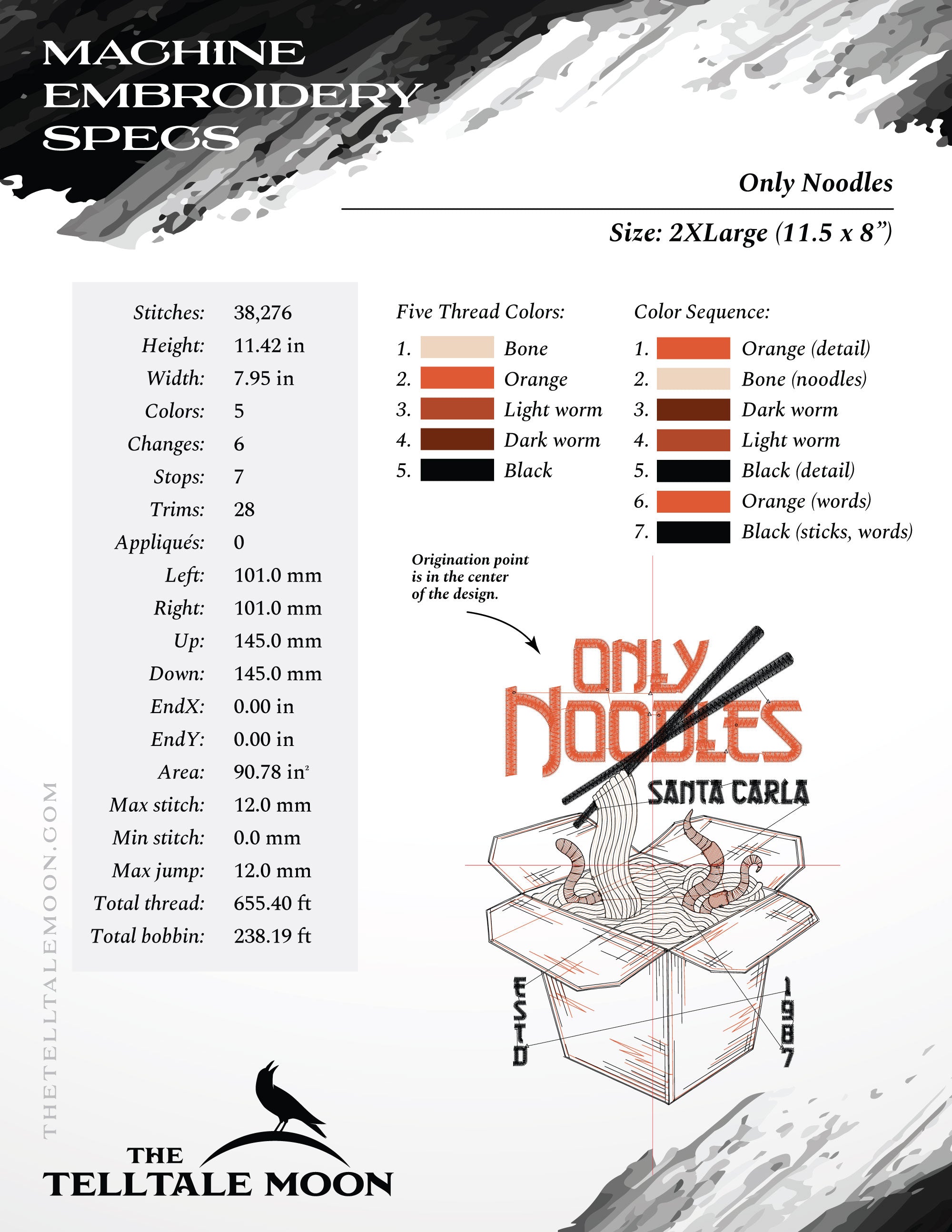 Embroidery Files: "They're Only Noodles, Michael" 1980s Horror Humor - Six Sizes 6 to 12 Inches Tall