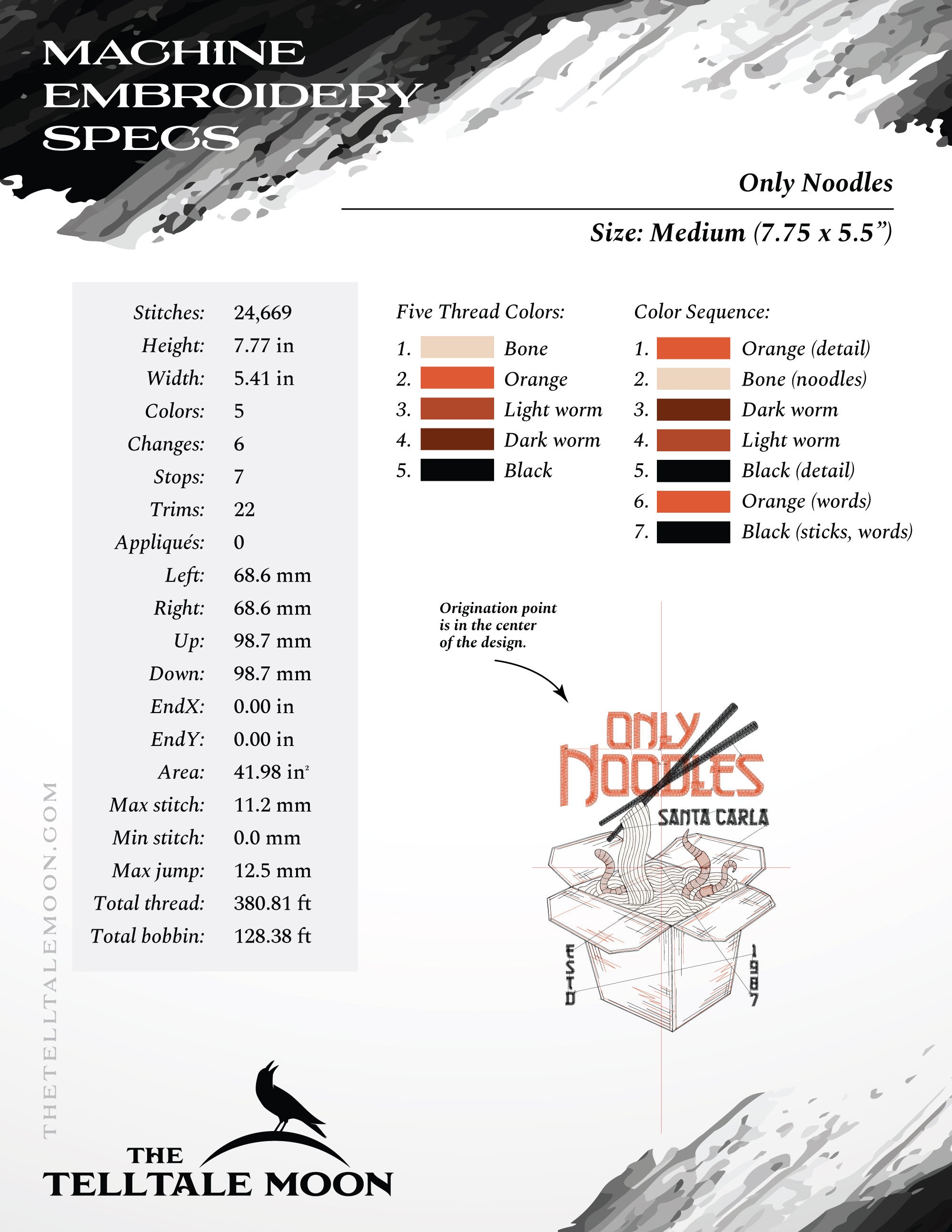 Embroidery Files: "They're Only Noodles, Michael" 1980s Horror Humor - Six Sizes 6 to 12 Inches Tall