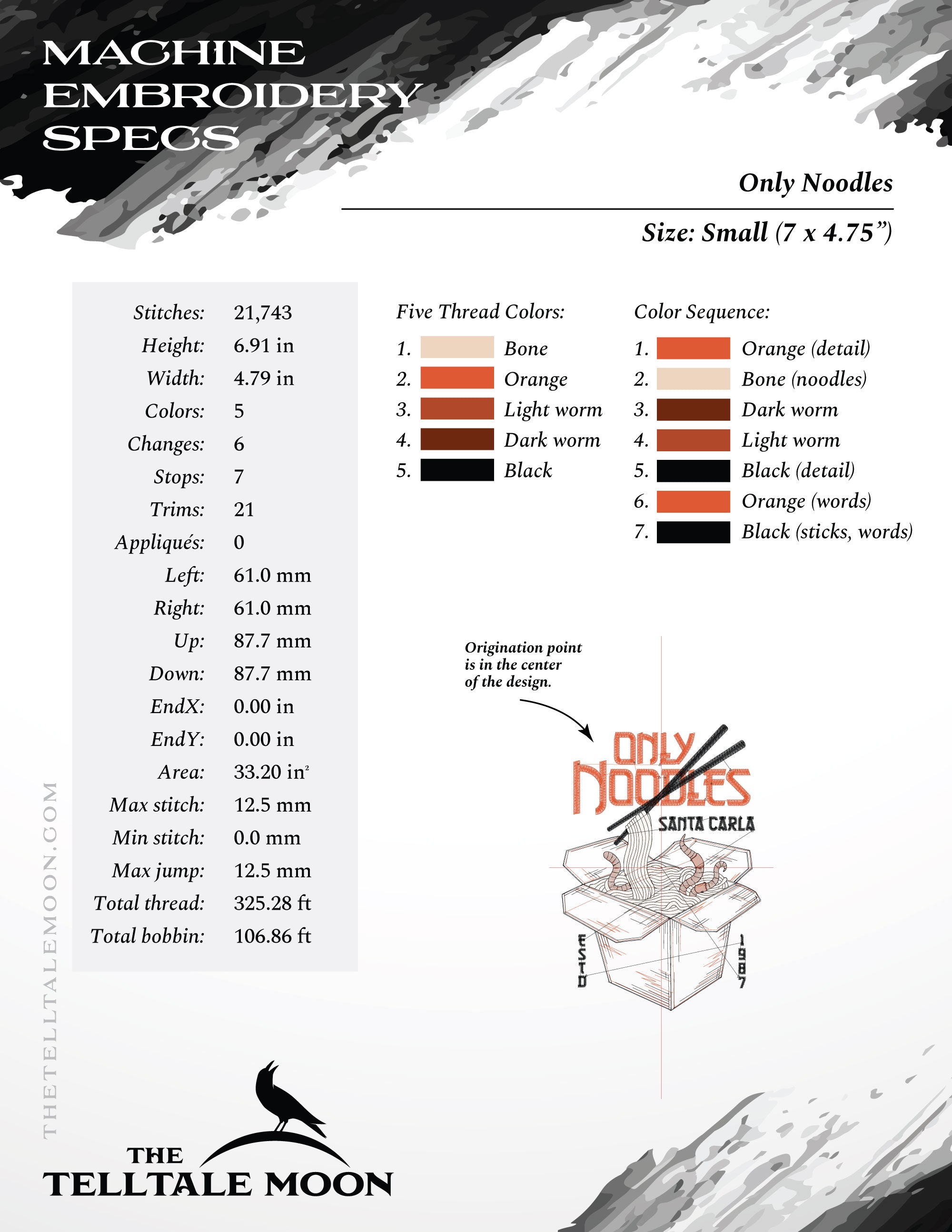 Embroidery Files: "They're Only Noodles, Michael" 1980s Horror Humor - Six Sizes 6 to 12 Inches Tall