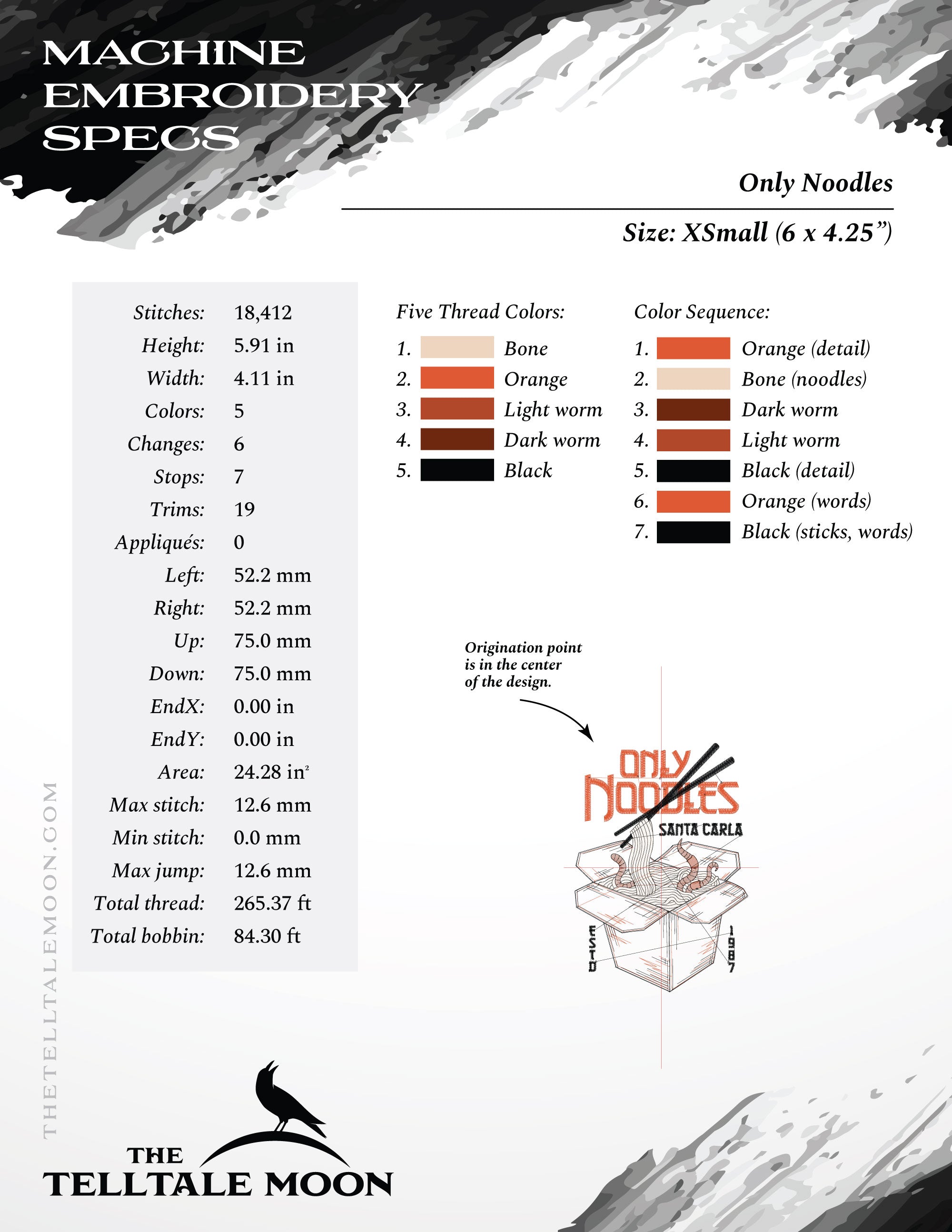 Embroidery Files: "They're Only Noodles, Michael" 1980s Horror Humor - Six Sizes 6 to 12 Inches Tall