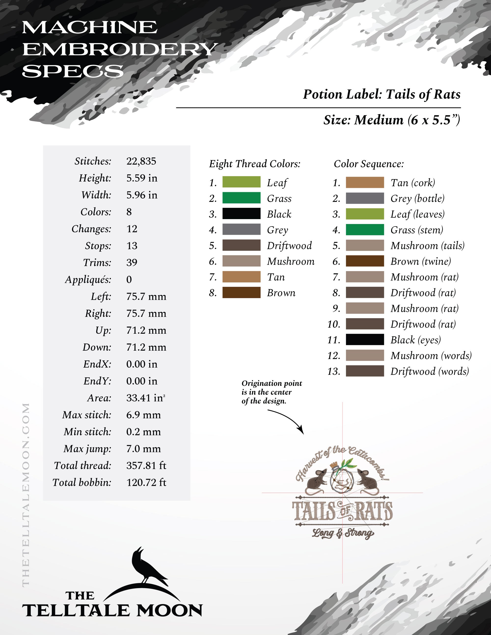 Classic Cute "Tails of Rats" Potion Label - Four Sizes 5 to 8 Inches