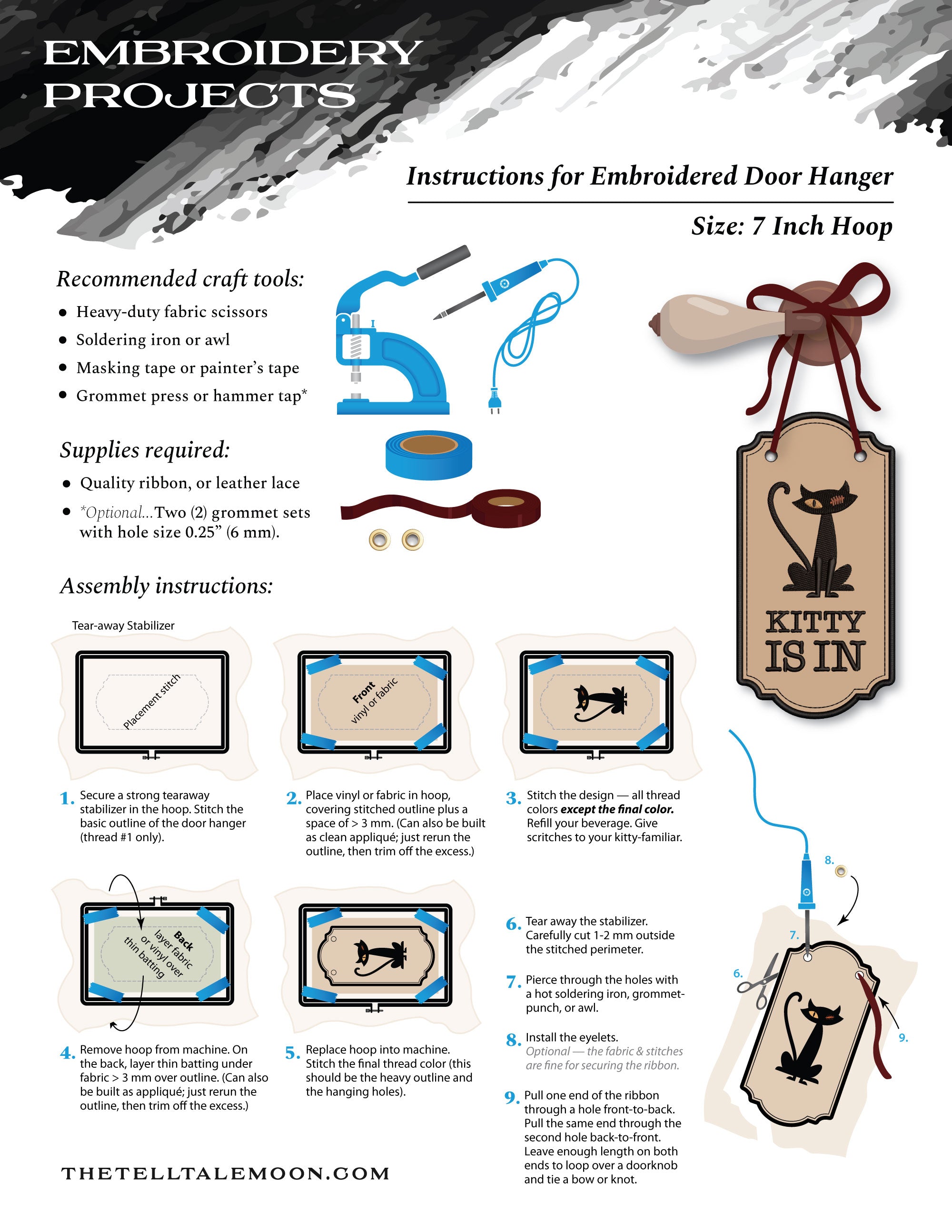 Free Embroidery Project! "Creative Time" Door Hanger for 7 and 8 Inch Hoops