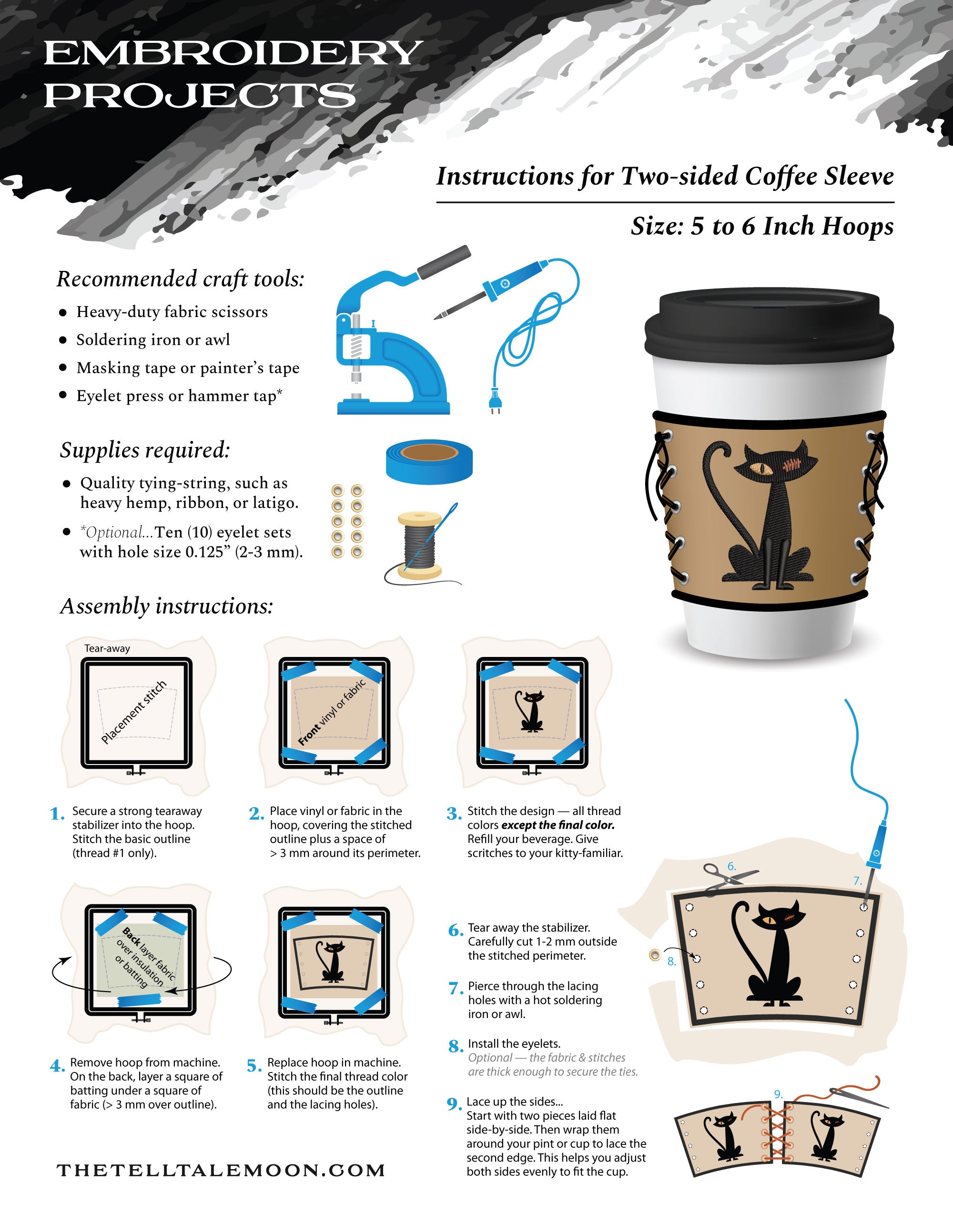 Embroidery: Ghostly Tattoo-style Set - Icon, Keychain, and Coffee Sleeve