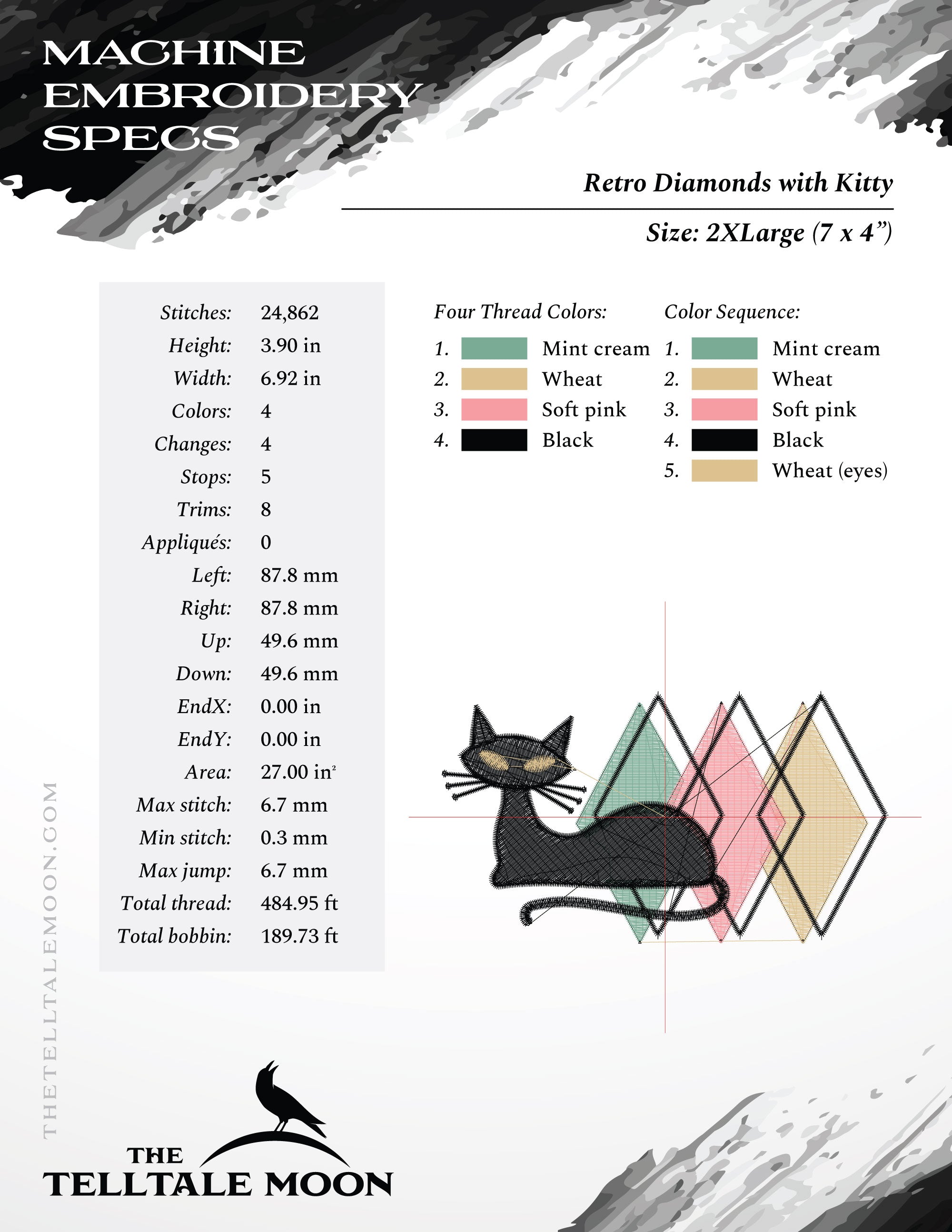 Midcentury Mod Kitty – Five Sizes 4 to 7 Inches – Retro Atomic