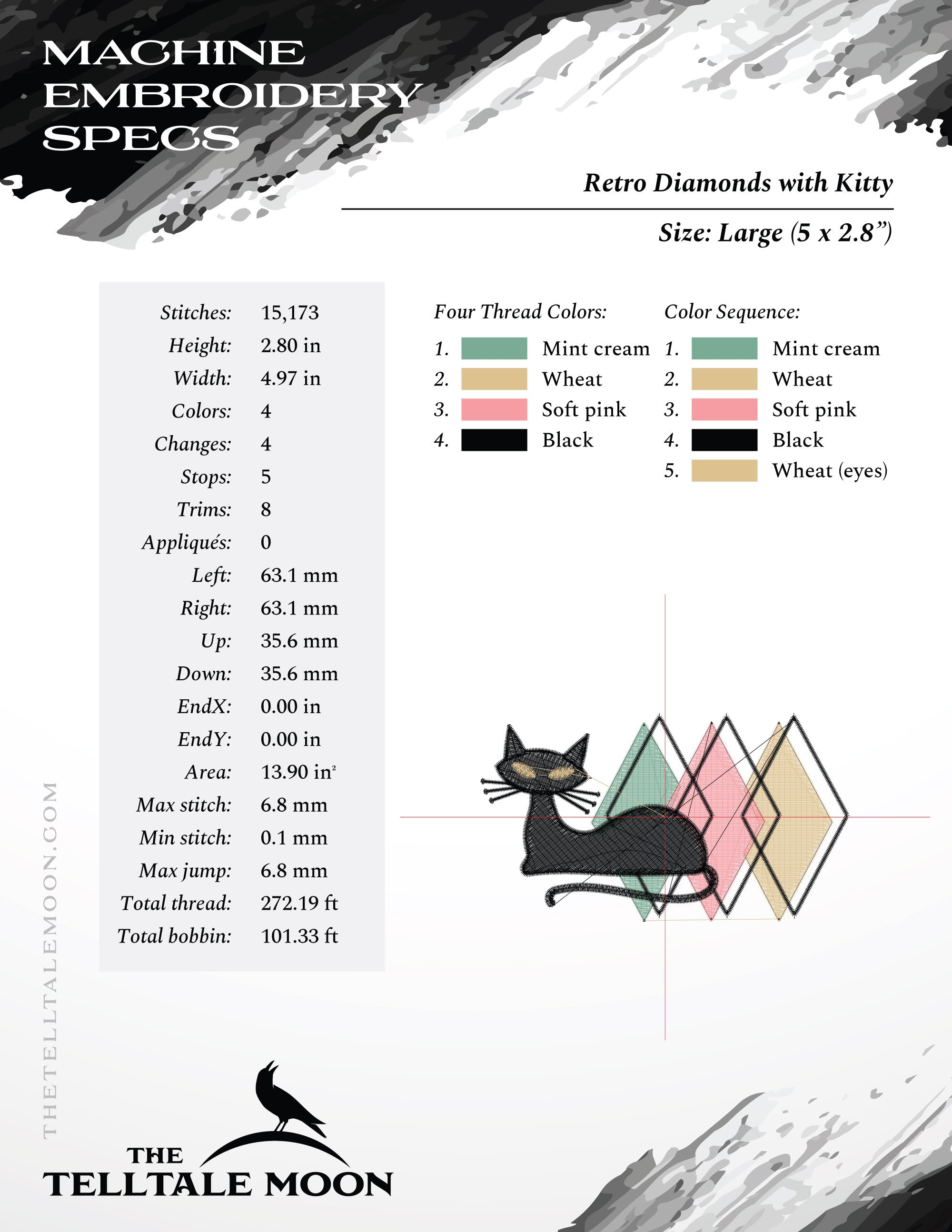 Midcentury Mod Kitty – Five Sizes 4 to 7 Inches – Retro Atomic