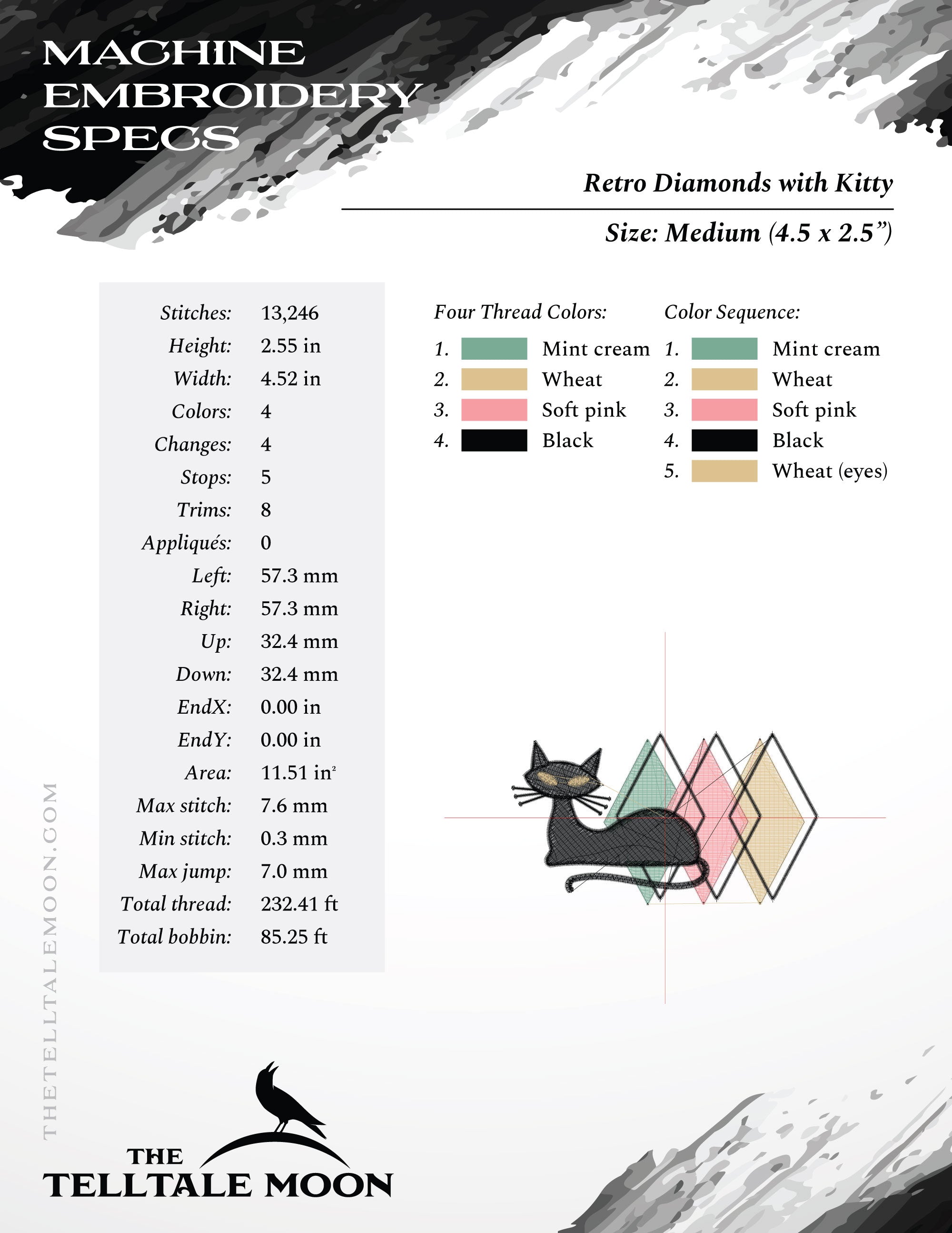 Midcentury Mod Kitty – Five Sizes 4 to 7 Inches – Retro Atomic