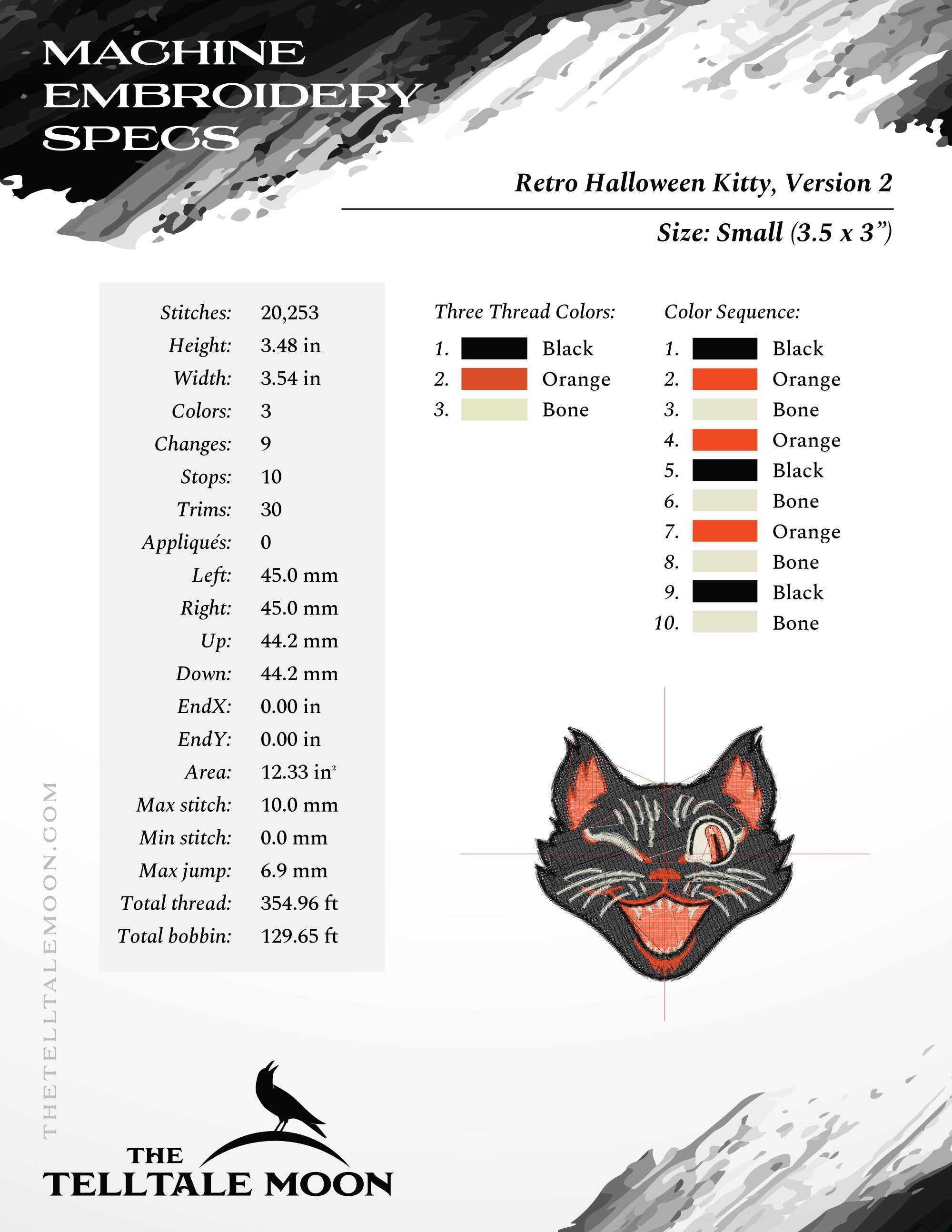 Embroidery: Retro Halloween Cat Set v.2, Includes Both the Design and the Pennant Embroidery (Copy)