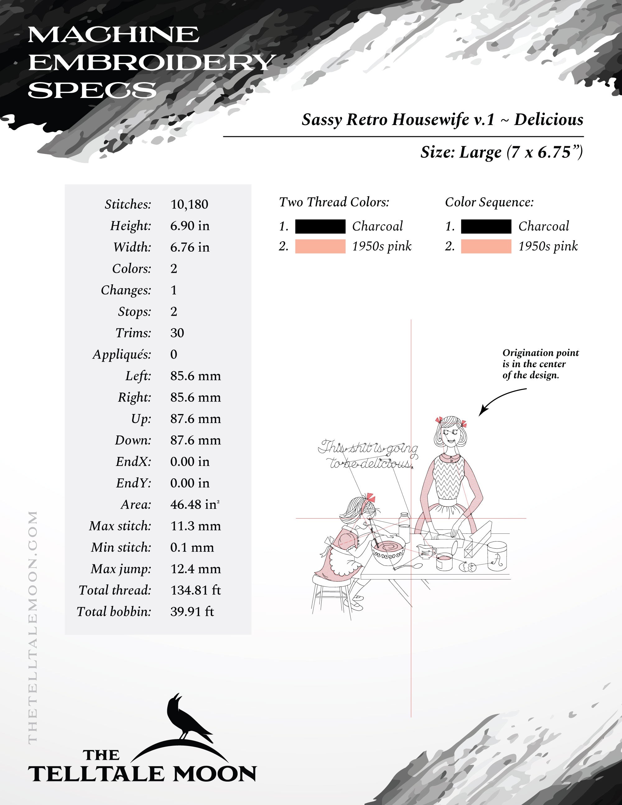 Embroidery: Doodle-style Retro Housewife Humor - Five Sizes Between 5 and 9 Inches Tall