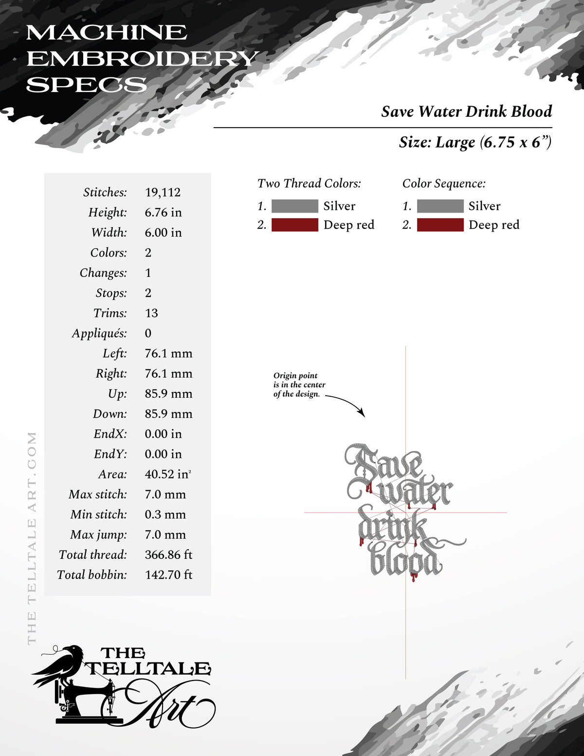 Save Water Drink Blood – Vampire Gothic – Three Sizes 4 to 7 Inches