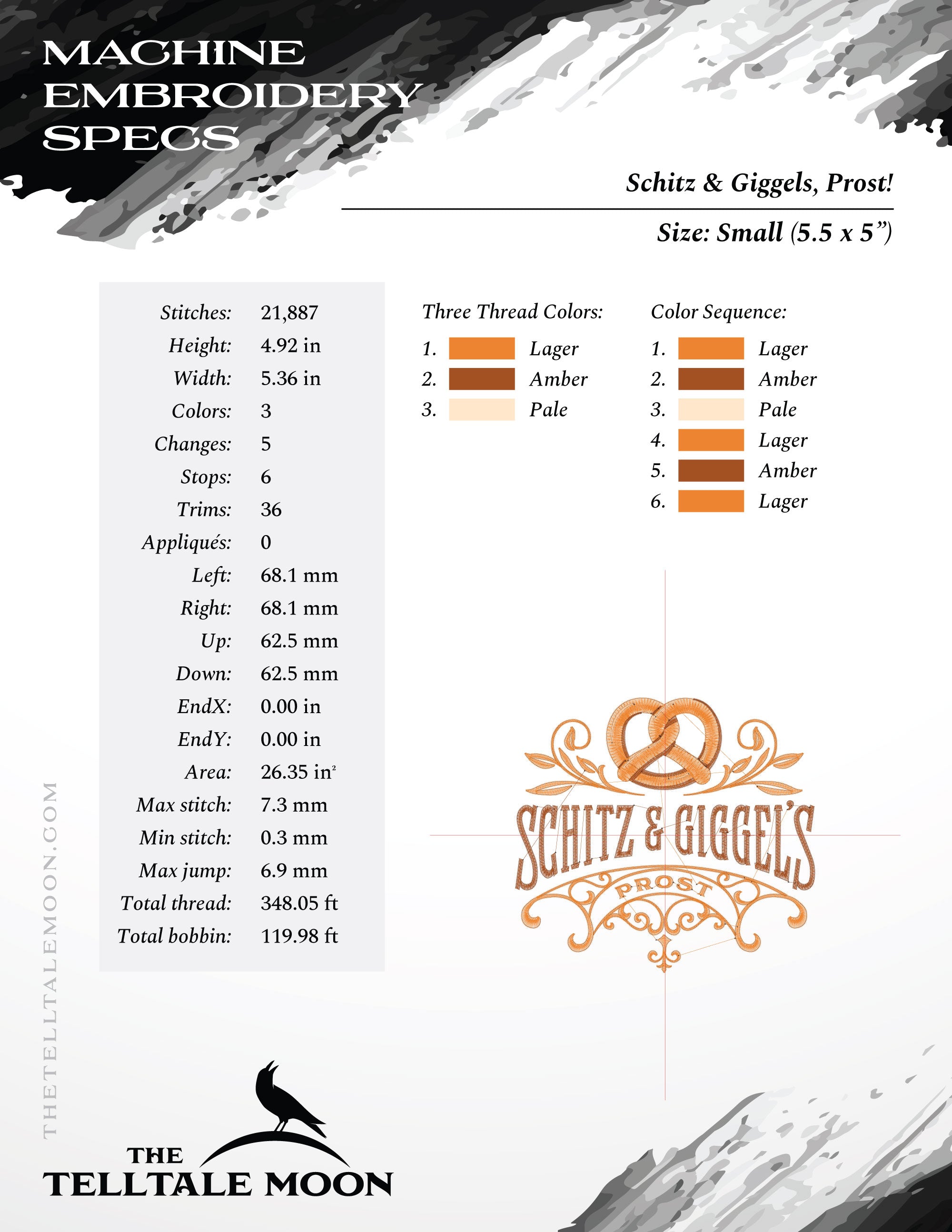 Embroidery: "Schitz & Giggels" Humor, Fun for Beer Fests, Man Caves, Kitchens - Five Sizes 5.5 to 8.5 Inches