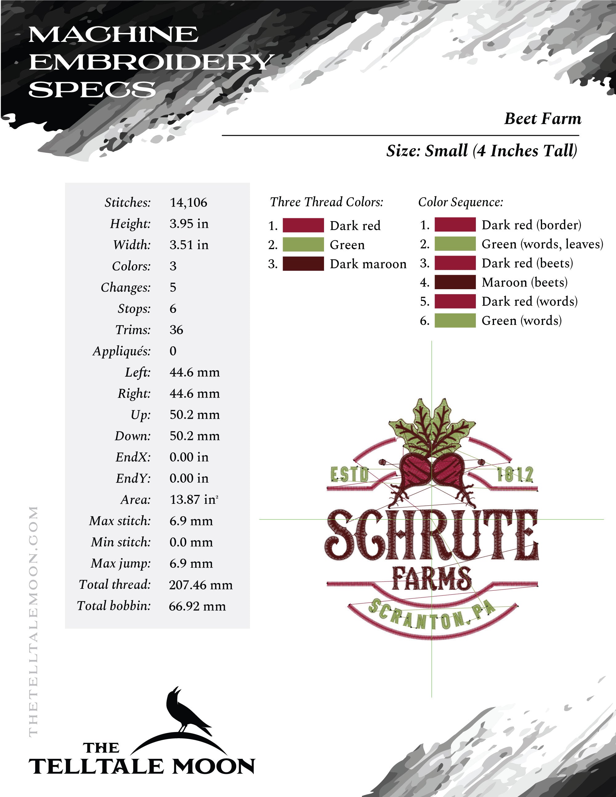 Machine Embroidery Files: Beet Farm Logo (Four Sizes)