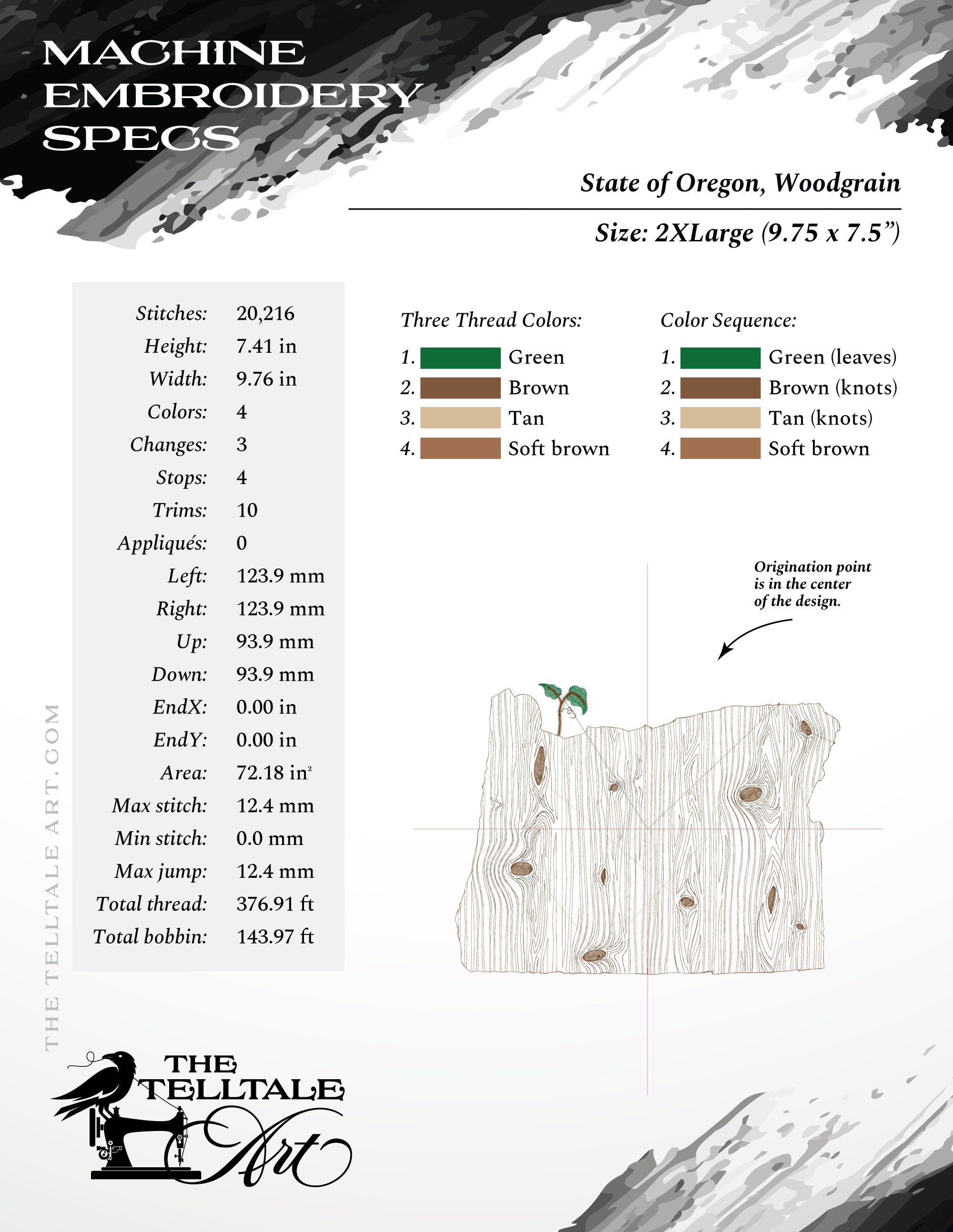 Oregon Woodgrain State Design – Six Sizes 6 to 12 Inches Wide
