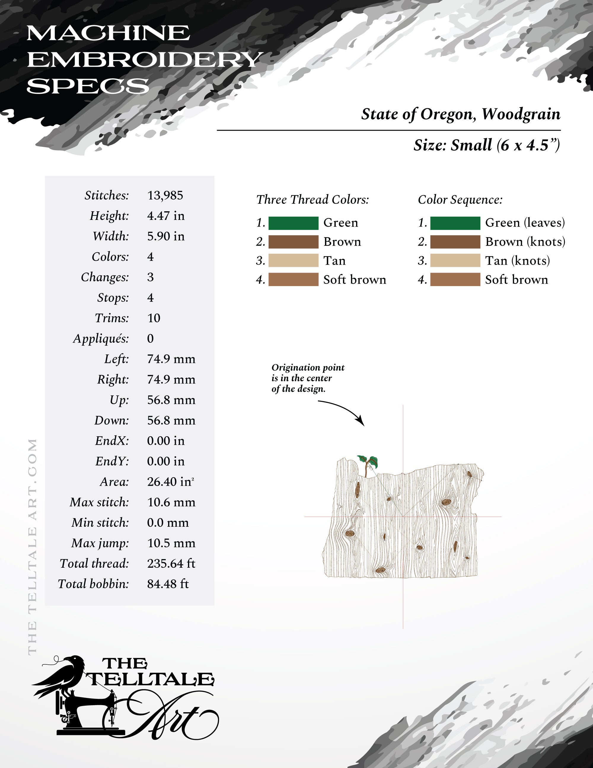 Oregon Woodgrain State Design – Six Sizes 6 to 12 Inches Wide