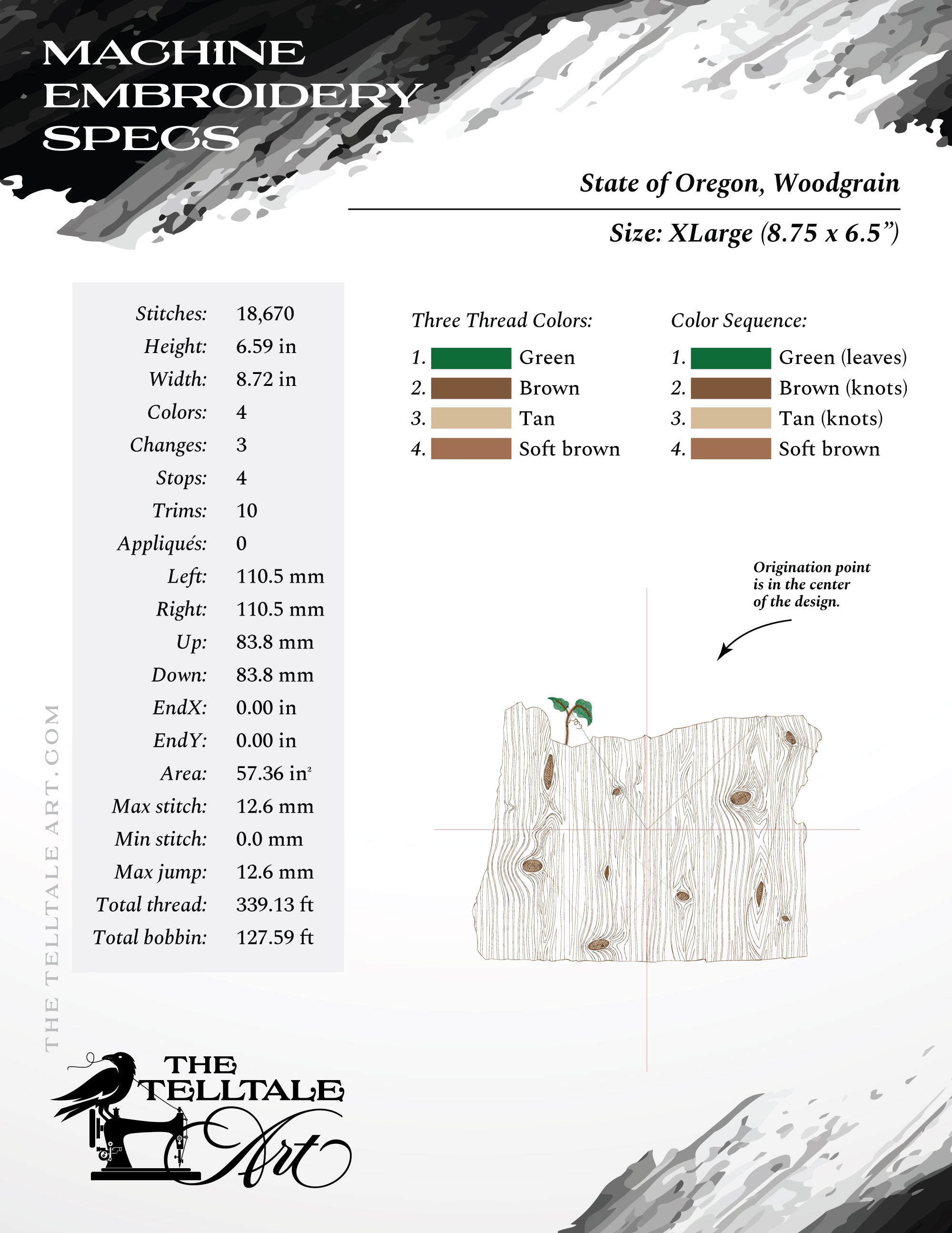Oregon Woodgrain State Design – Six Sizes 6 to 12 Inches Wide