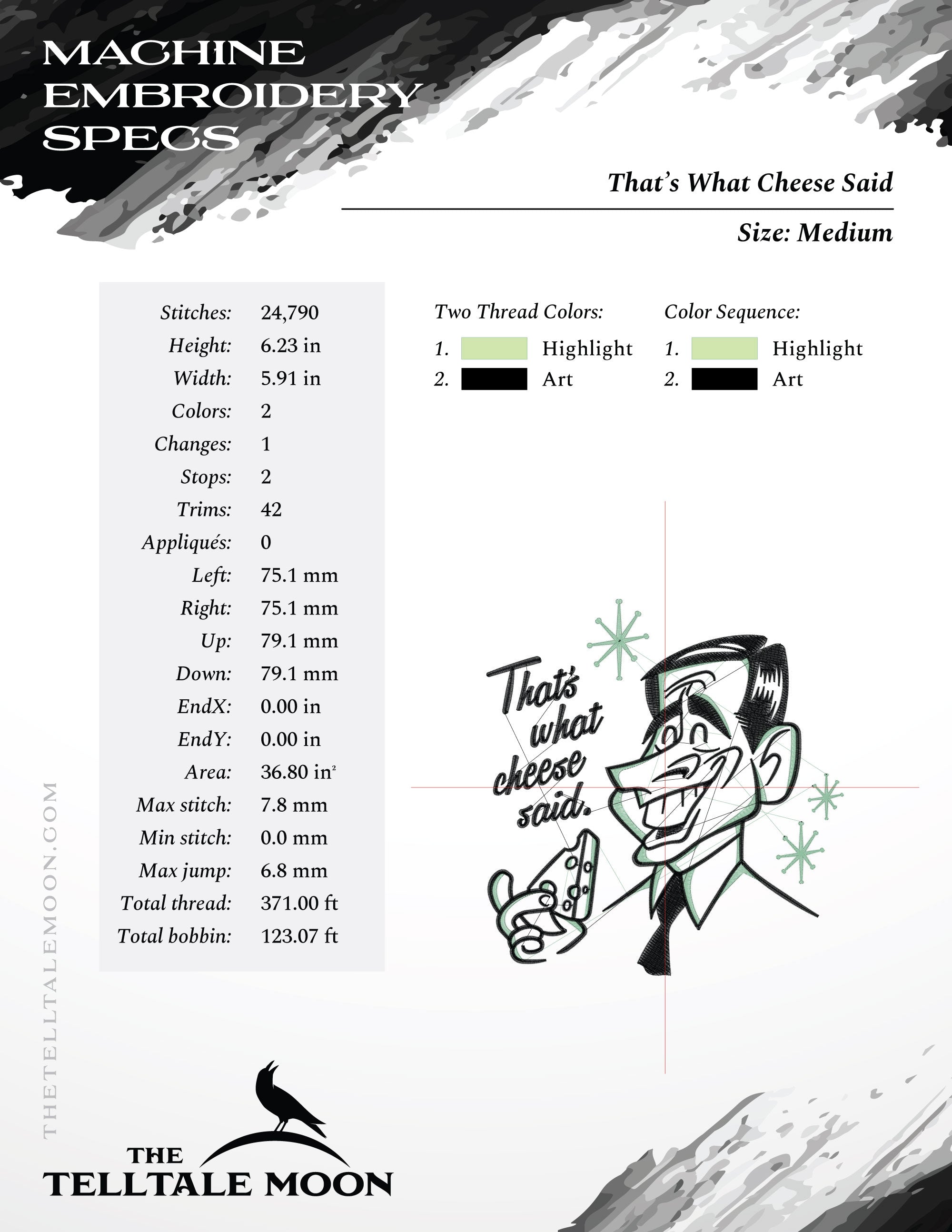 Machine Embroidery: Retro "That's What Cheese Said" Humor (Five Sizes from 5 to 9 Inches Tall)